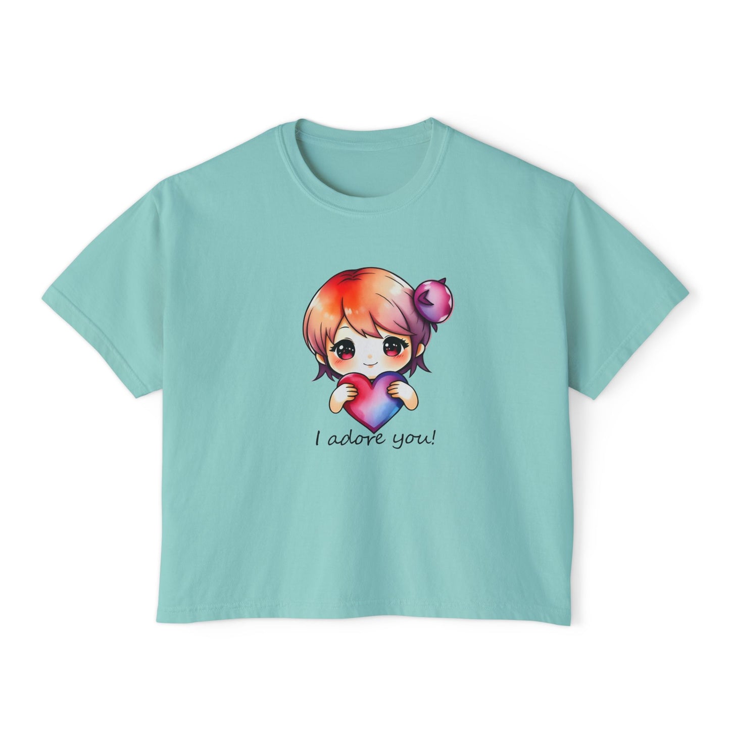 Womens Boxy Tee - "I Adore You!" Design for Casual Style