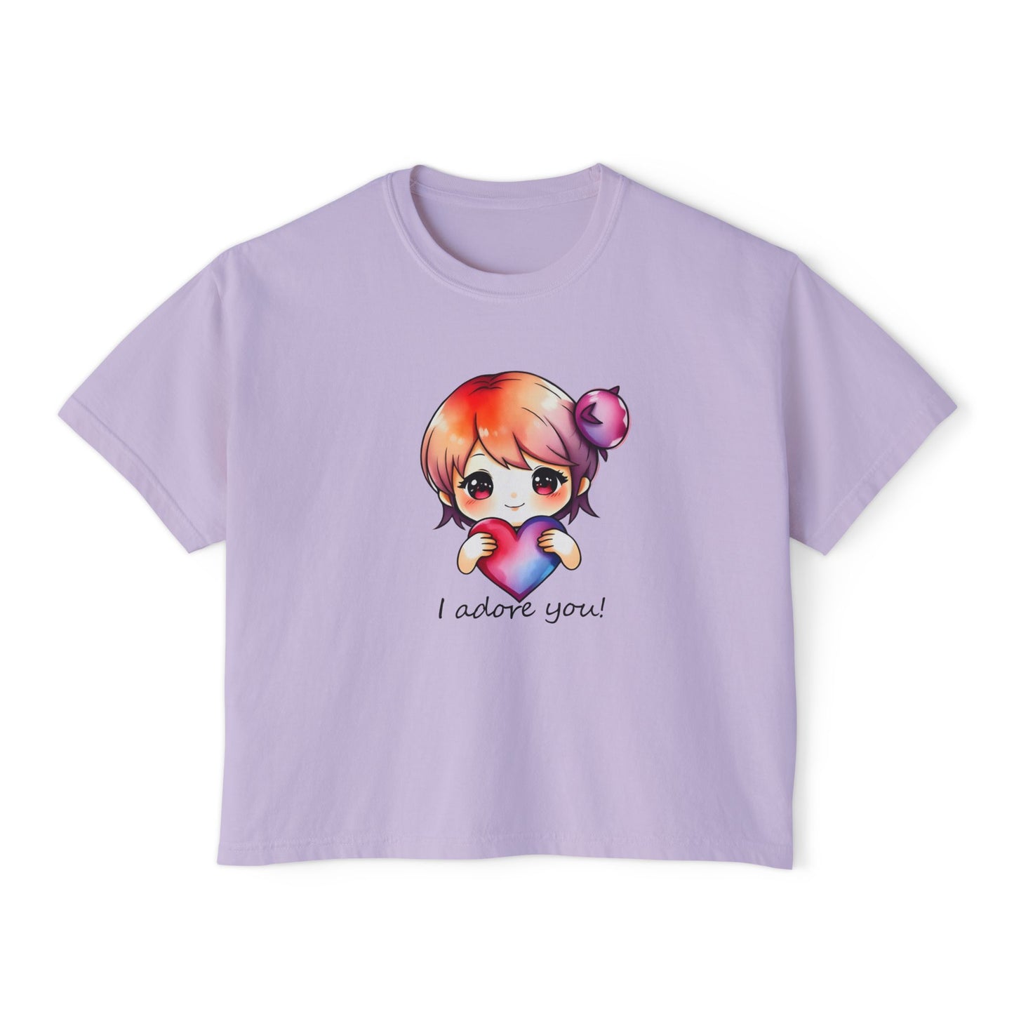 Womens Boxy Tee - "I Adore You!" Design for Casual Style