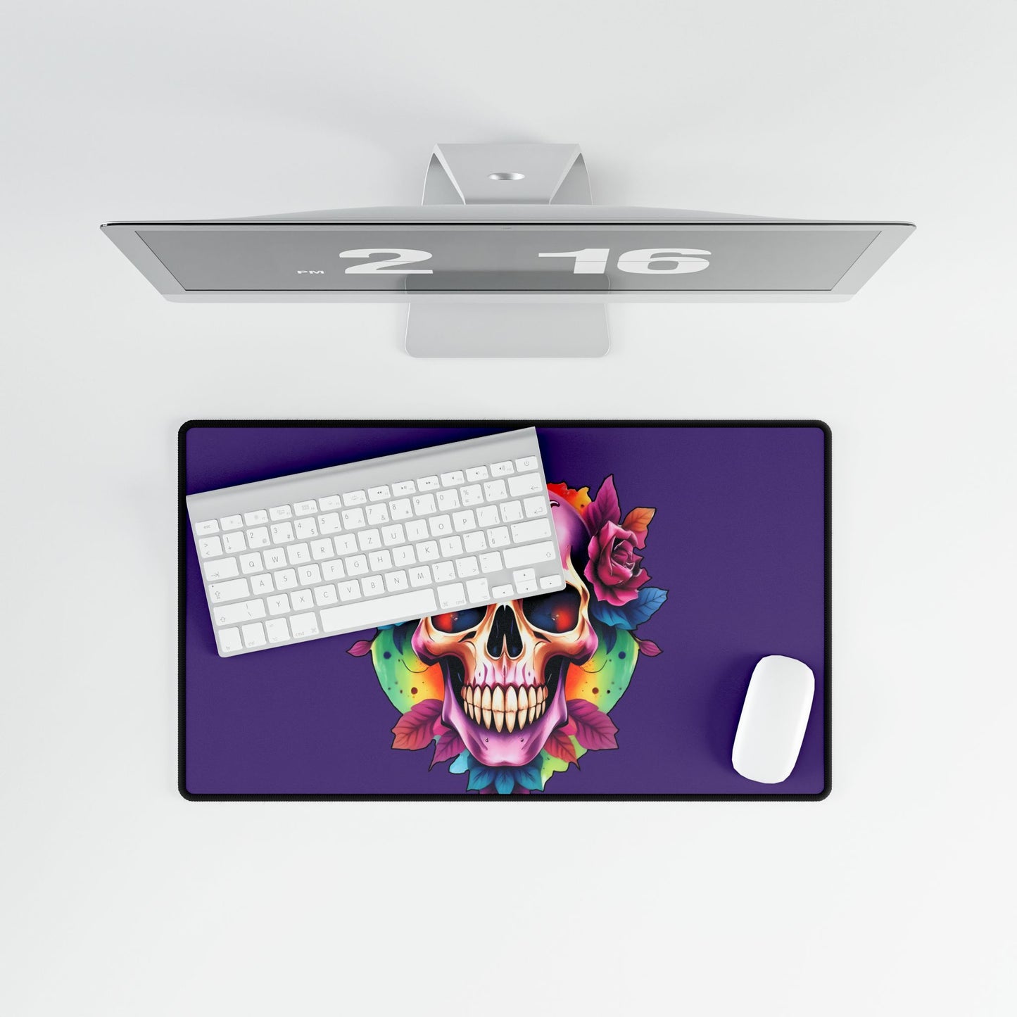 Desk/Mouse Mat 'Colorful Skull' - Vibrant Office Decor