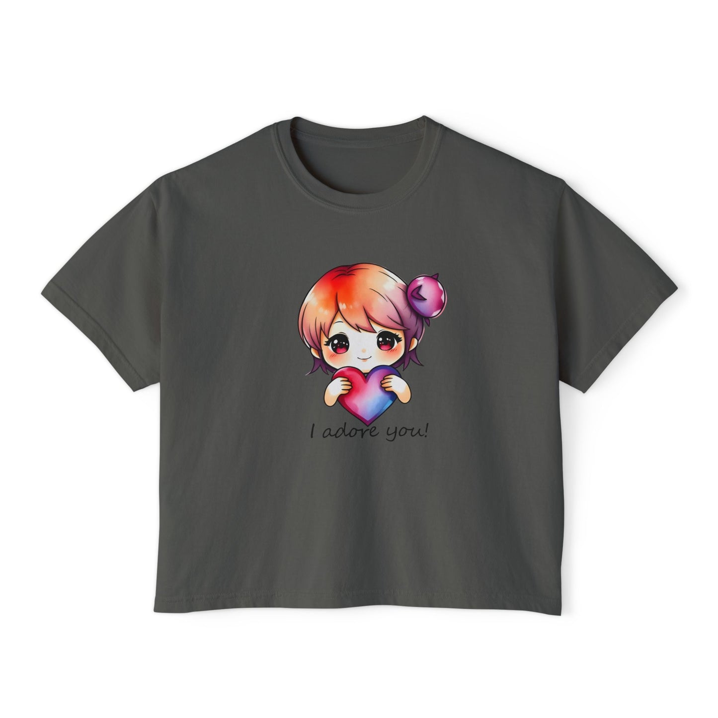 Womens Boxy Tee - "I Adore You!" Design for Casual Style