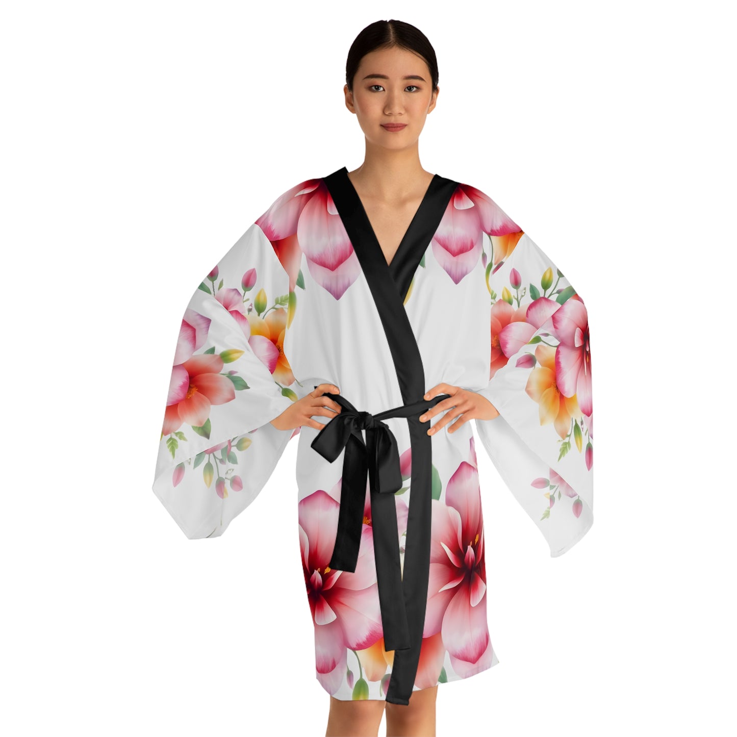 Long Sleeve Kimono Robe - 'Floral' Design
