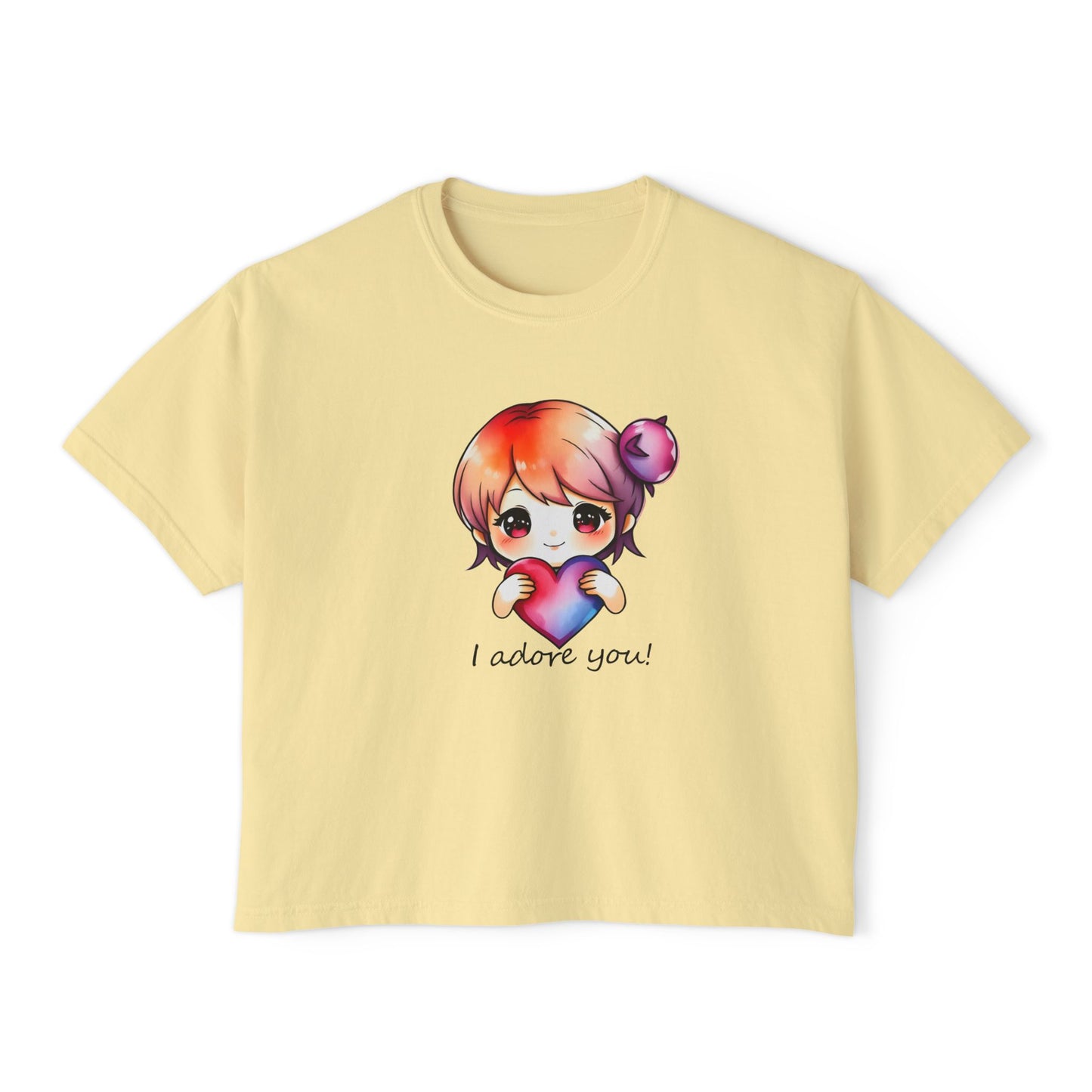 Womens Boxy Tee - "I Adore You!" Design for Casual Style
