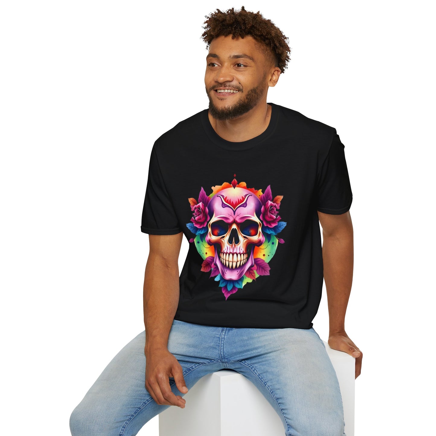 Unisex Softstyle Tee - 'Floral Skull' Perfect for Festivals and Everyday Wear