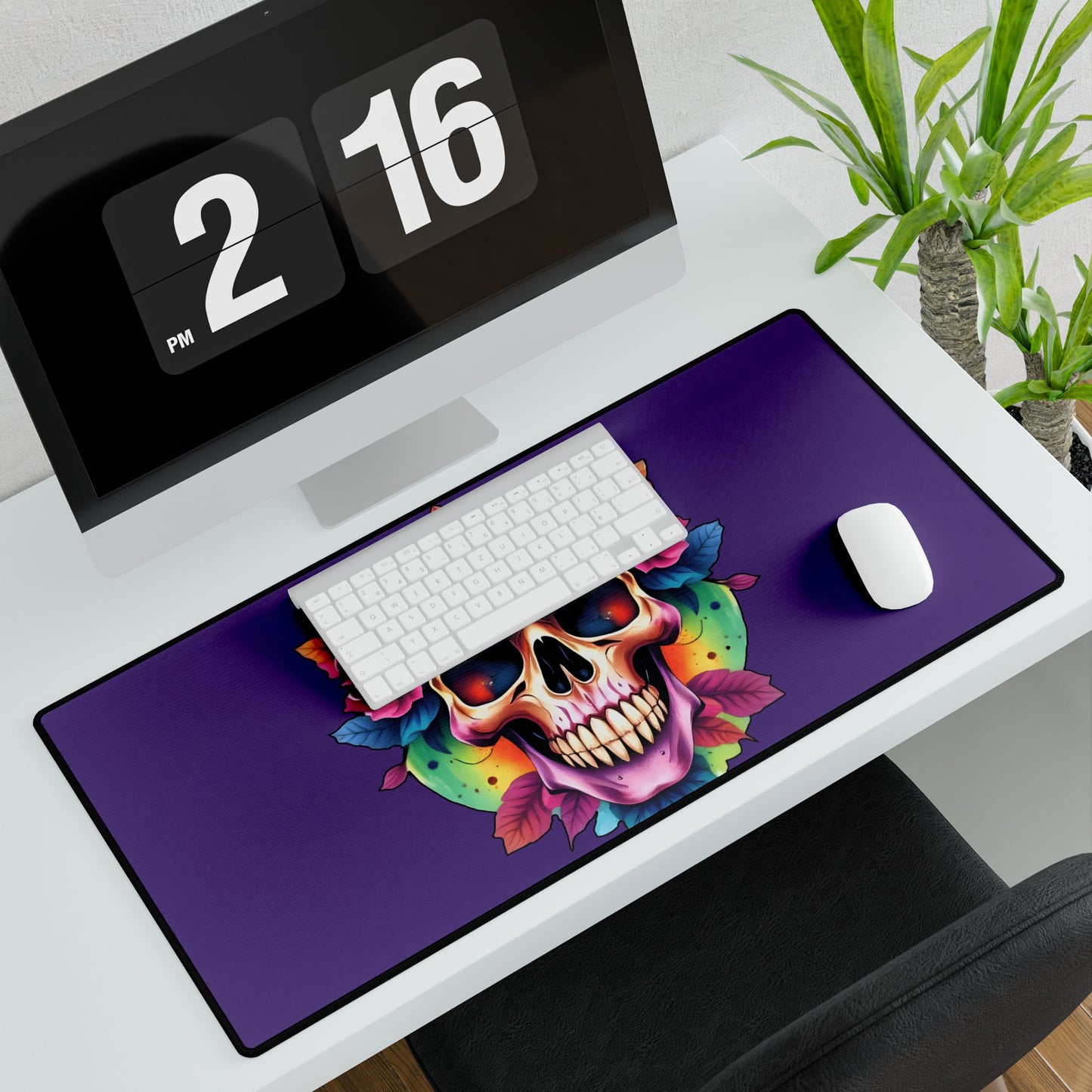 Desk/Mouse Mat 'Colorful Skull' - Vibrant Office Decor