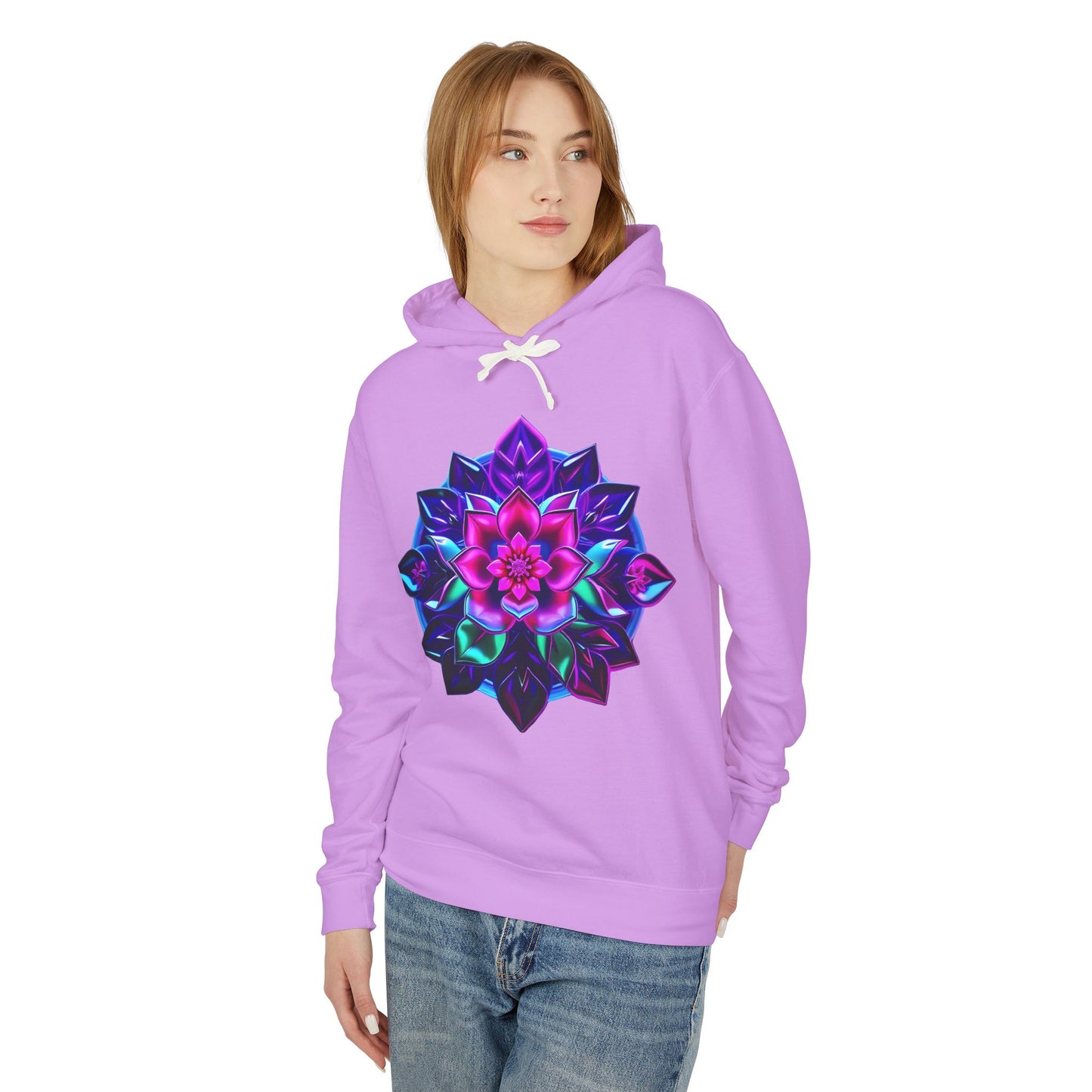 Unisex Lightweight Hooded Sweatshirt - 'Colorful Mandala' Perfect for Festivals & Everyday Wear