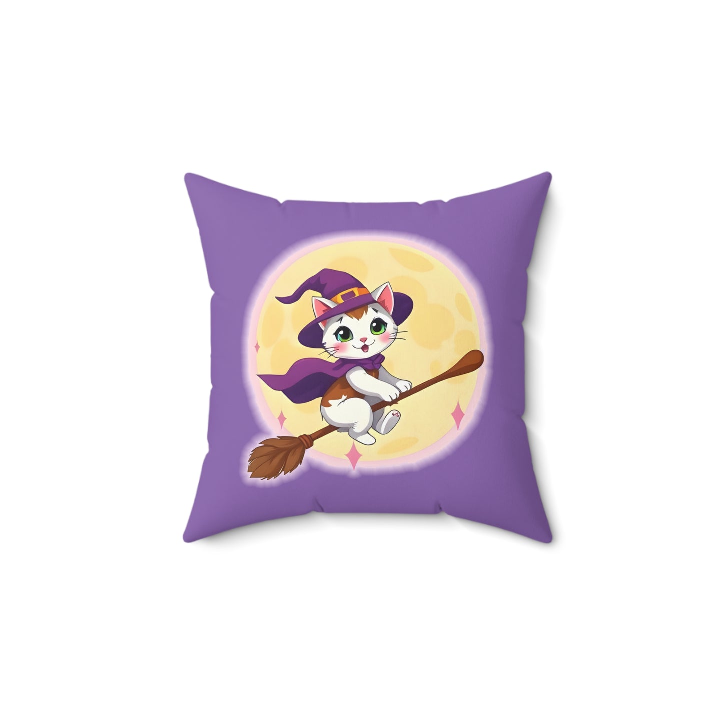 Pillow - Whimsical Cat, Halloween Decor, Witch Cat Cushion, Cute Home Accent, Cozy Throw Pillow, Animal Lovers Gift