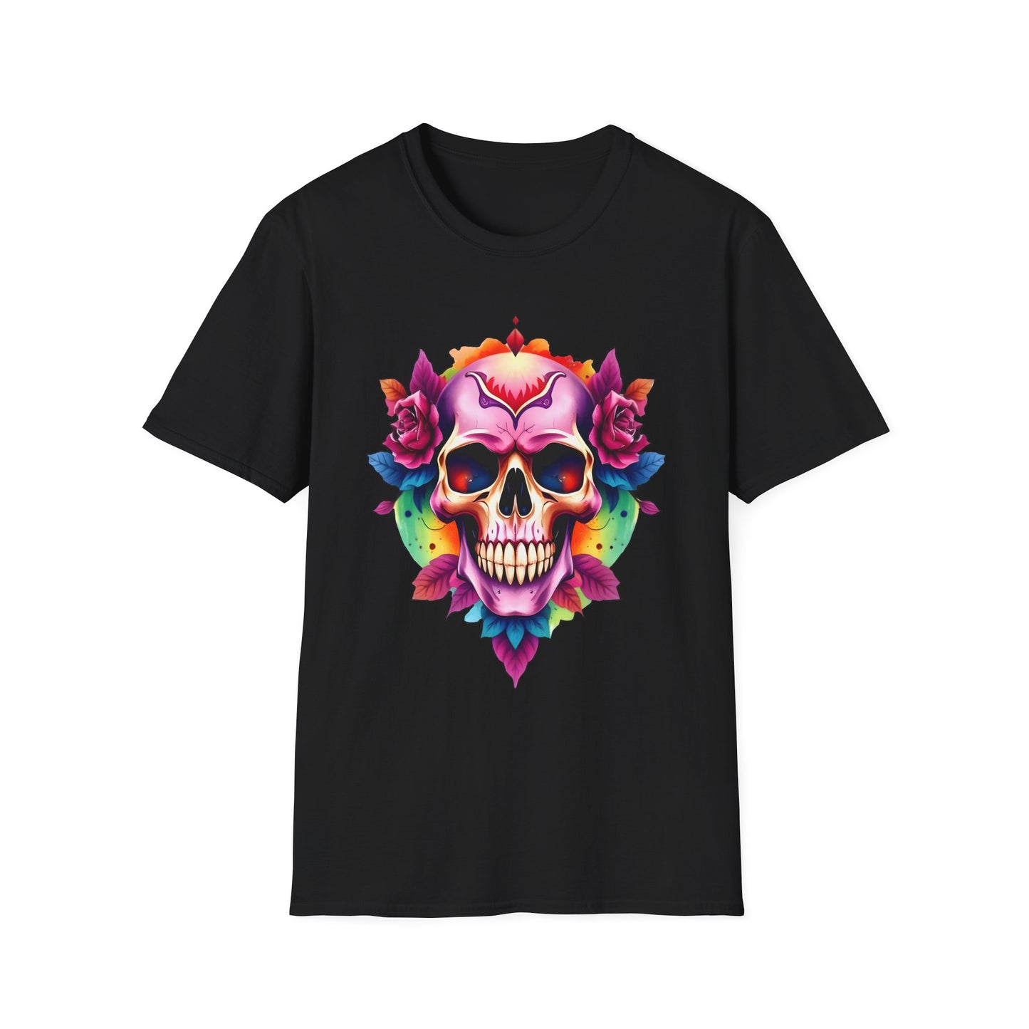 Unisex Softstyle Tee - 'Floral Skull' Perfect for Festivals and Everyday Wear