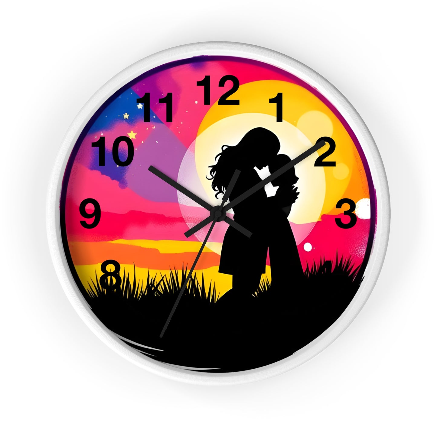 Silhouette Wall Clock 'Romantic Sunset' - Perfect Gift for Couples and Anniversaries
