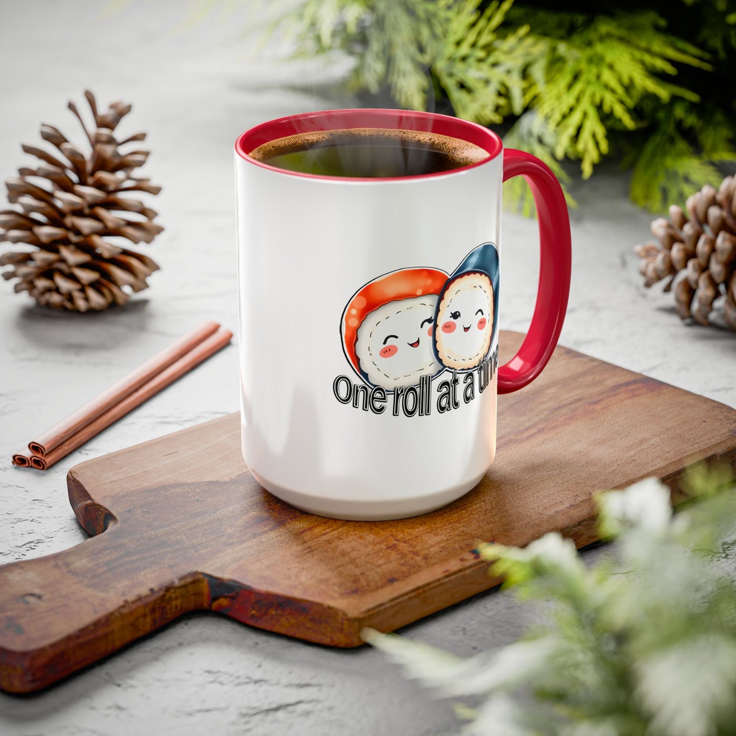 Coffee Mug - "One Roll at a Time" - Colorful Ceramic Coffee Cup, Perfect Gift for Food Lovers