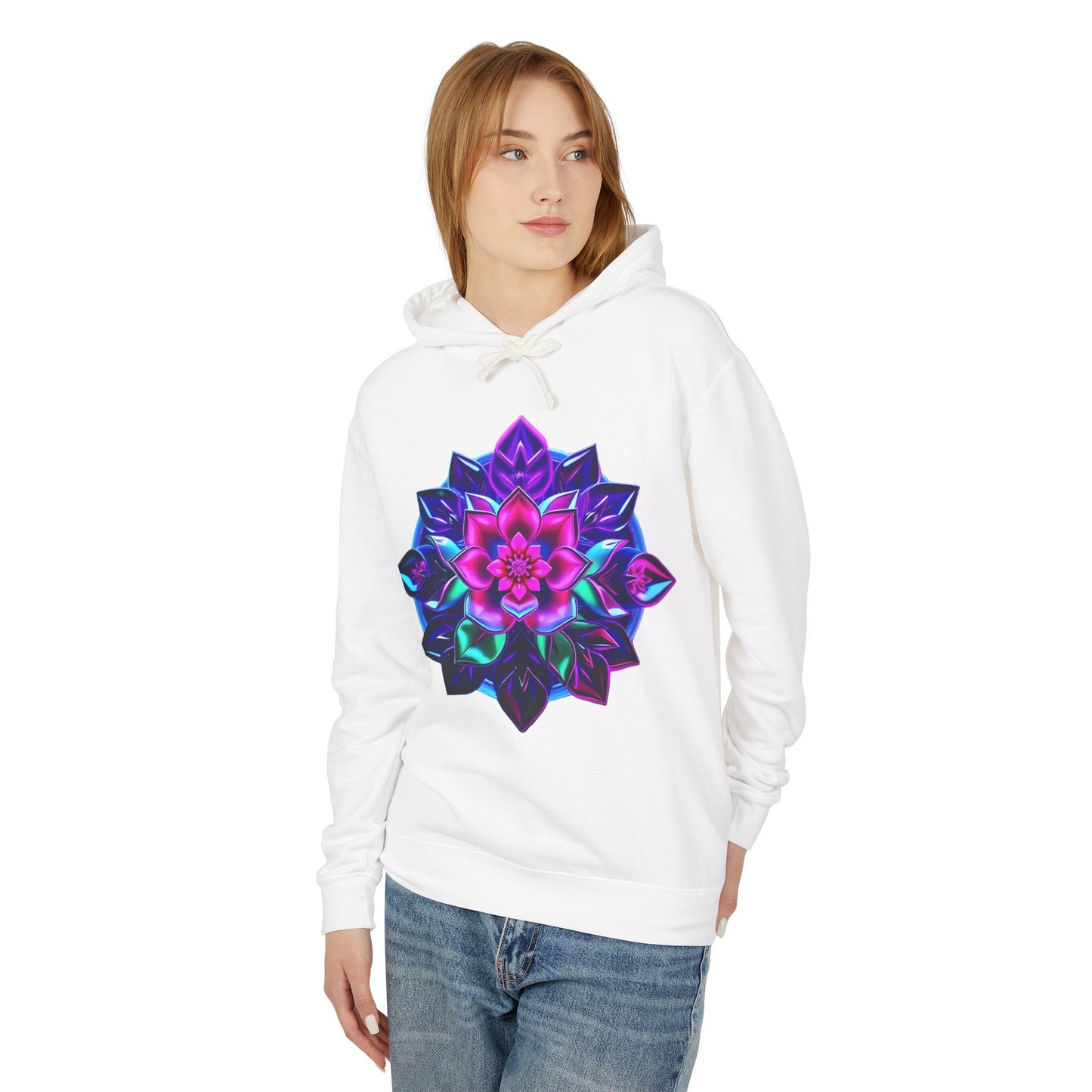 Unisex Lightweight Hooded Sweatshirt - 'Colorful Mandala' Perfect for Festivals & Everyday Wear