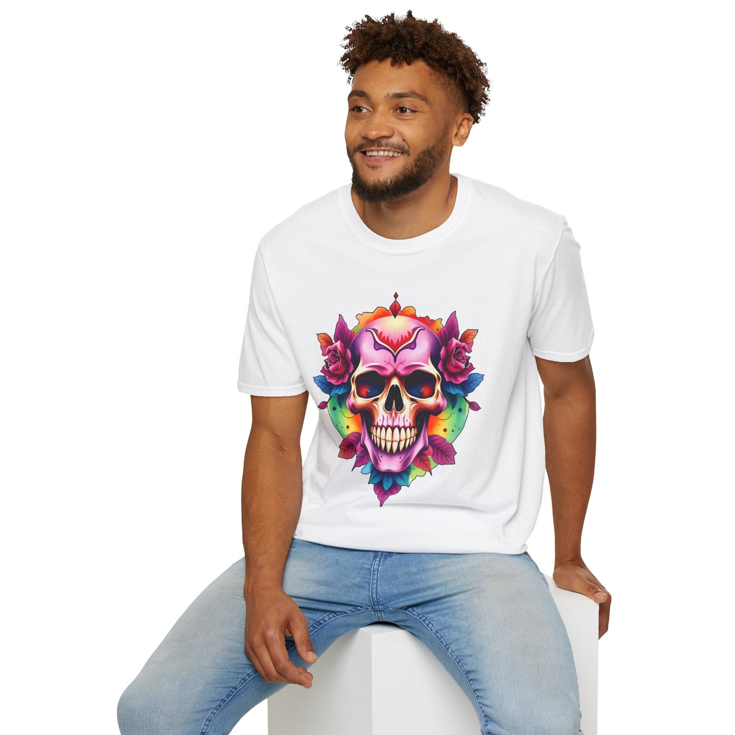 Unisex Softstyle Tee - 'Floral Skull' Perfect for Festivals and Everyday Wear