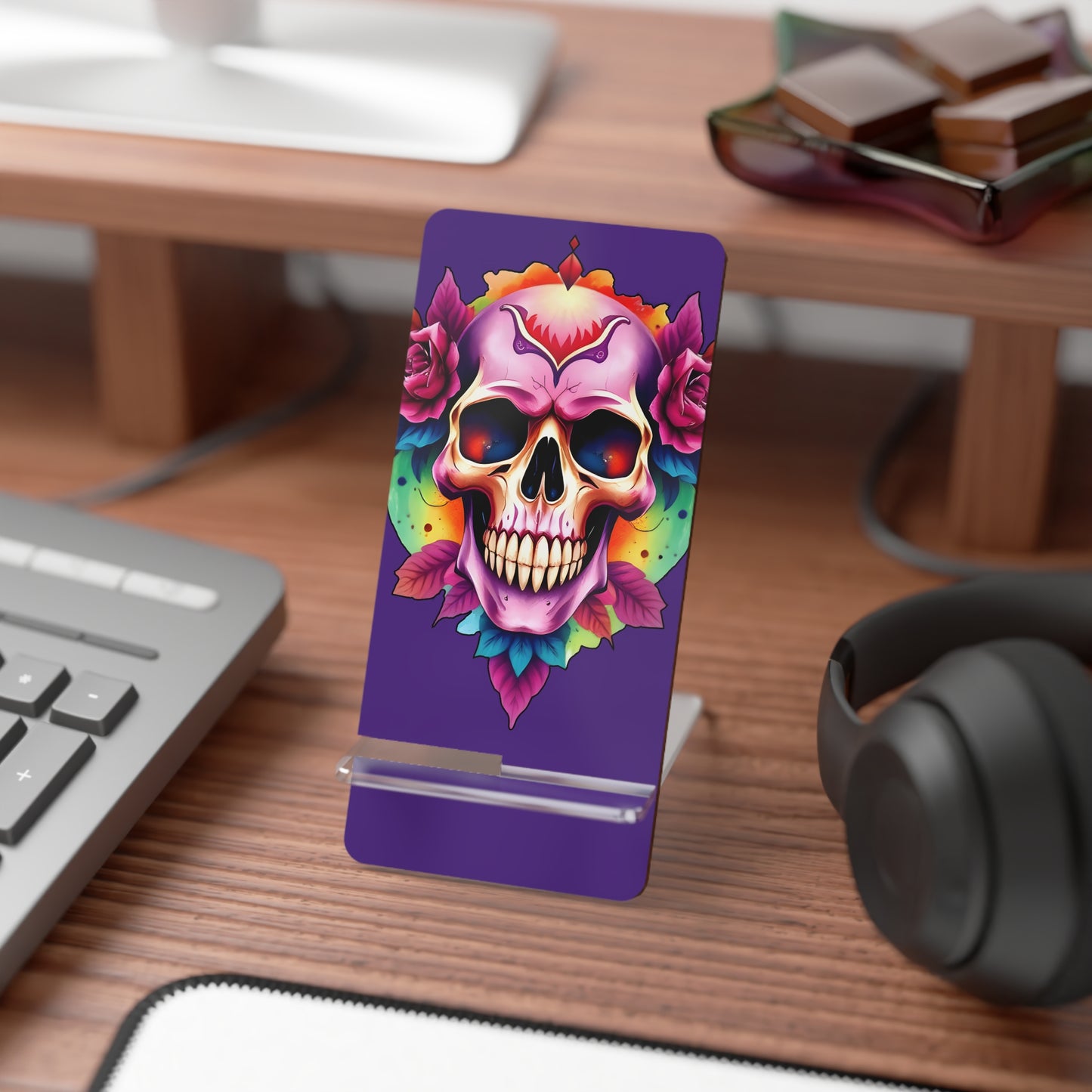Mobile Display Stand 'Vibrant Skull' - Perfect for Home & Office