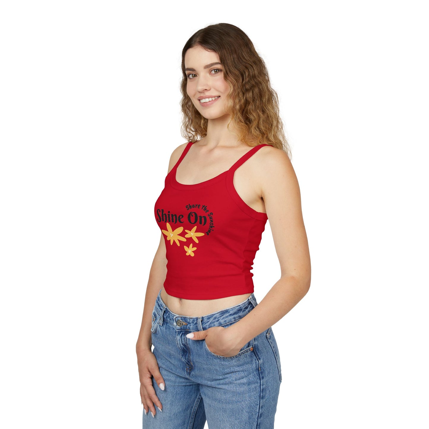 Spaghetti Strap Tank Top - 'Shine On' Floral Design
