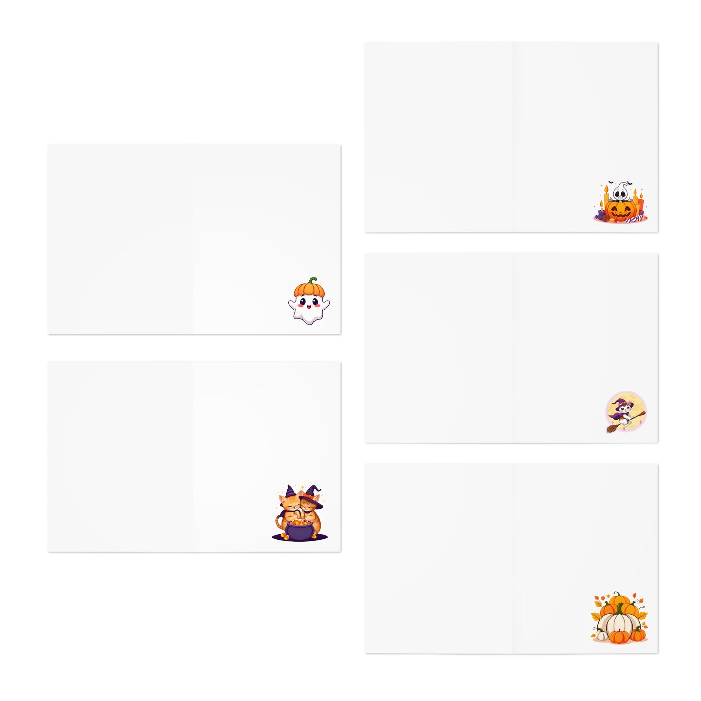 Halloween Greeting Cards, Festive Card Set, Cute Cat Cards, Pumpkin Cards, Seasonal Cards, Holiday Cards, Fall Greetings