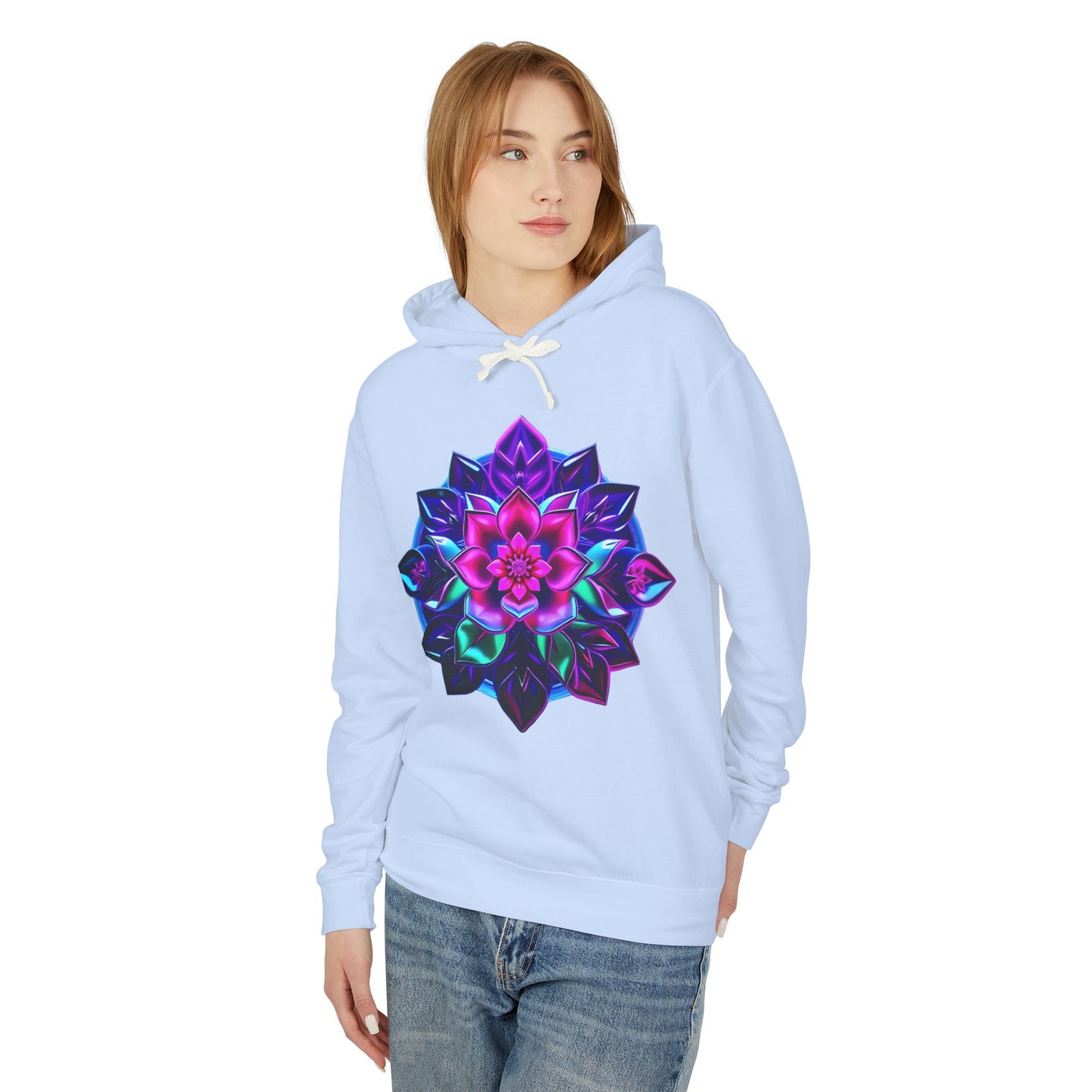 Unisex Lightweight Hooded Sweatshirt - 'Colorful Mandala' Perfect for Festivals & Everyday Wear