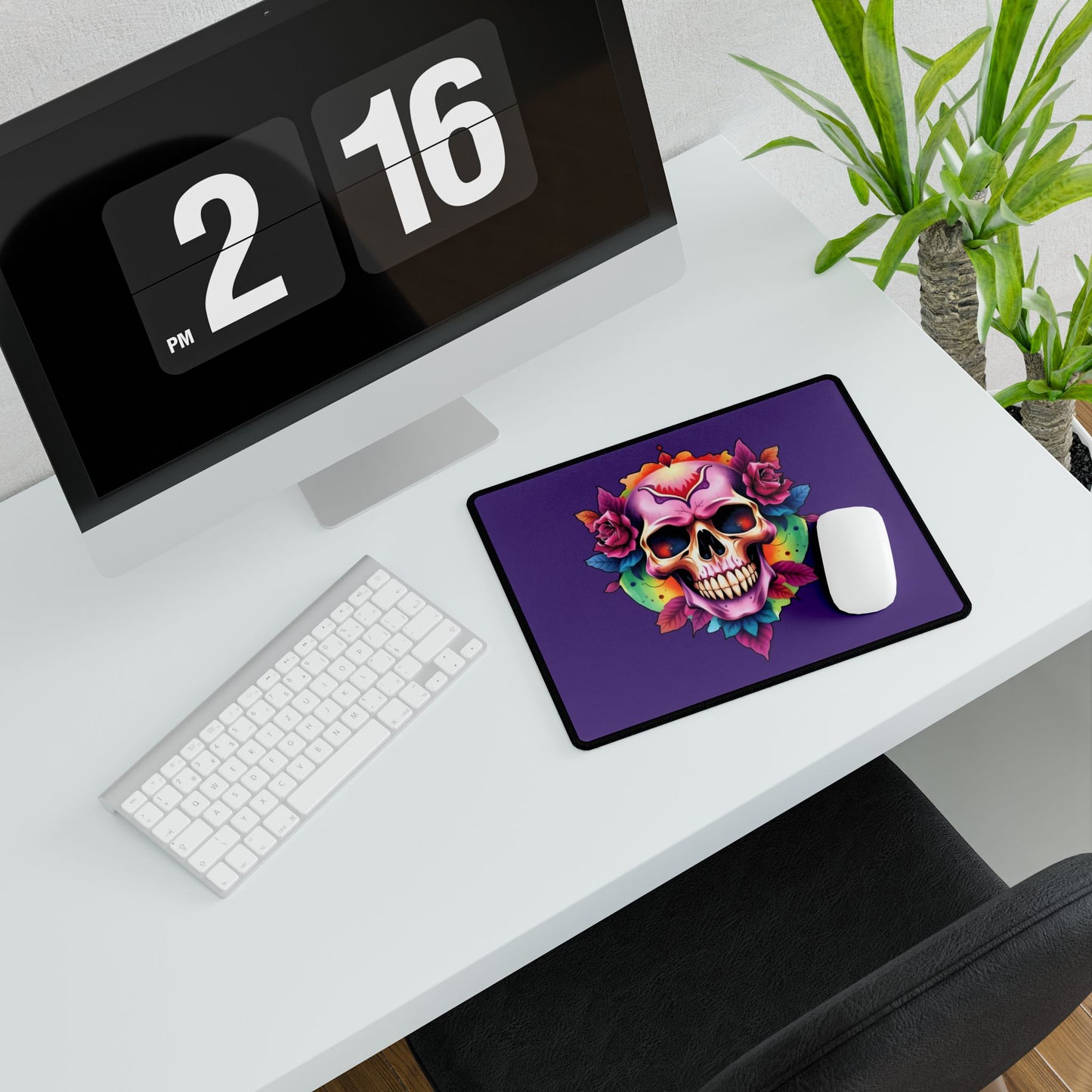 Desk/Mouse Mat 'Colorful Skull' - Vibrant Office Decor