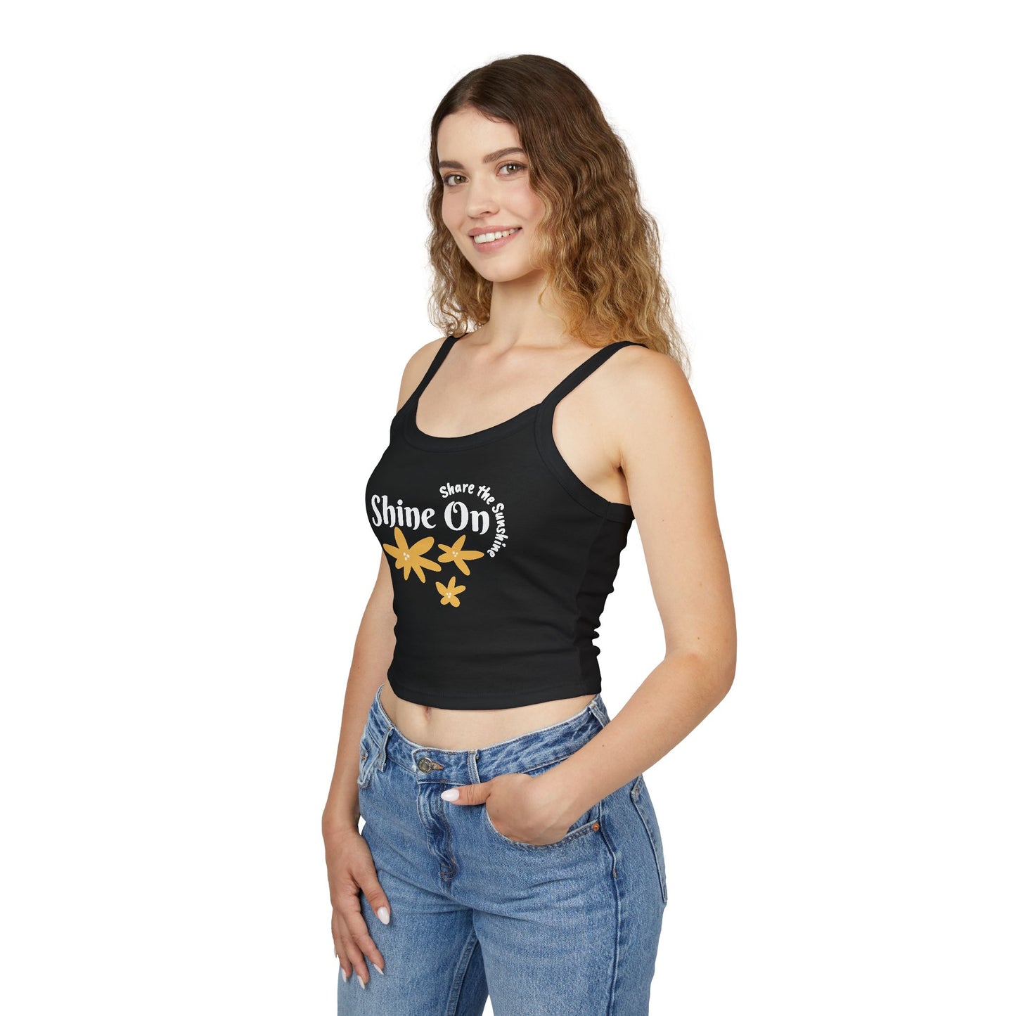 Spaghetti Strap Tank Top - 'Shine On' Floral Design