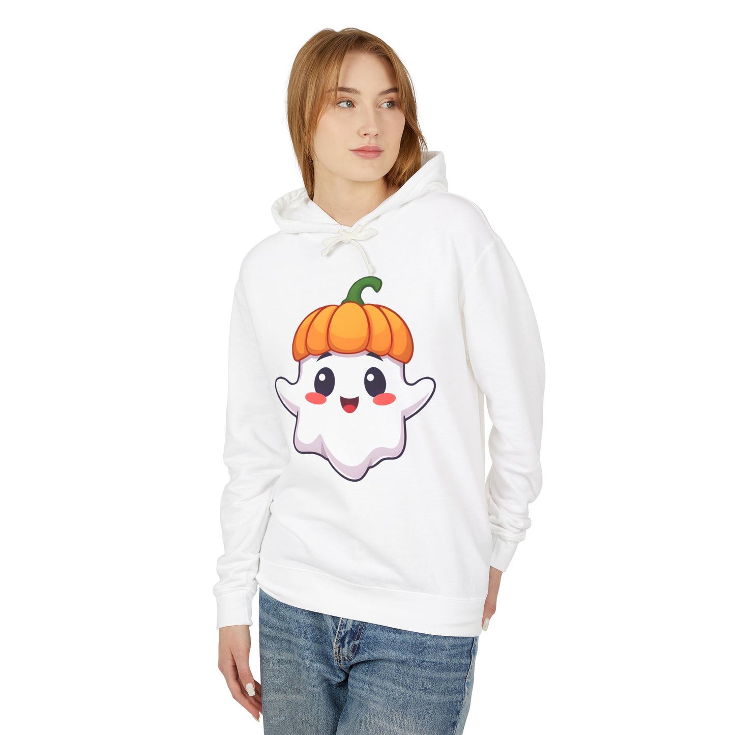 Unisex Lightweight Sweatshirt - Adorable Halloween Ghost Hoodie, Fall Fashion, Spooky Season Gift