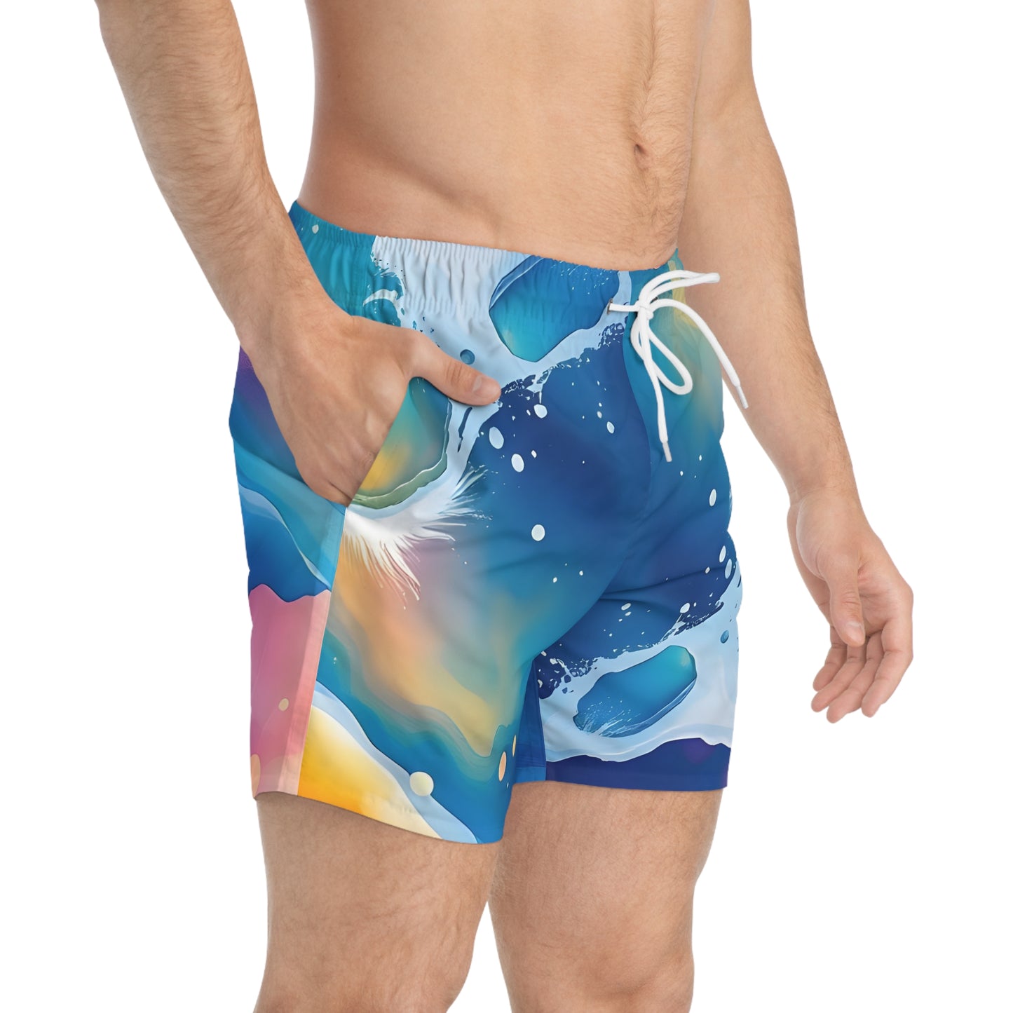 Mens Swim Trunks 'Vibrant Abstract' - For Summer Fun
