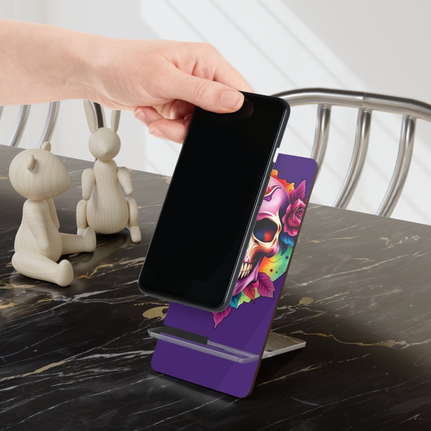 Mobile Display Stand 'Vibrant Skull' - Perfect for Home & Office