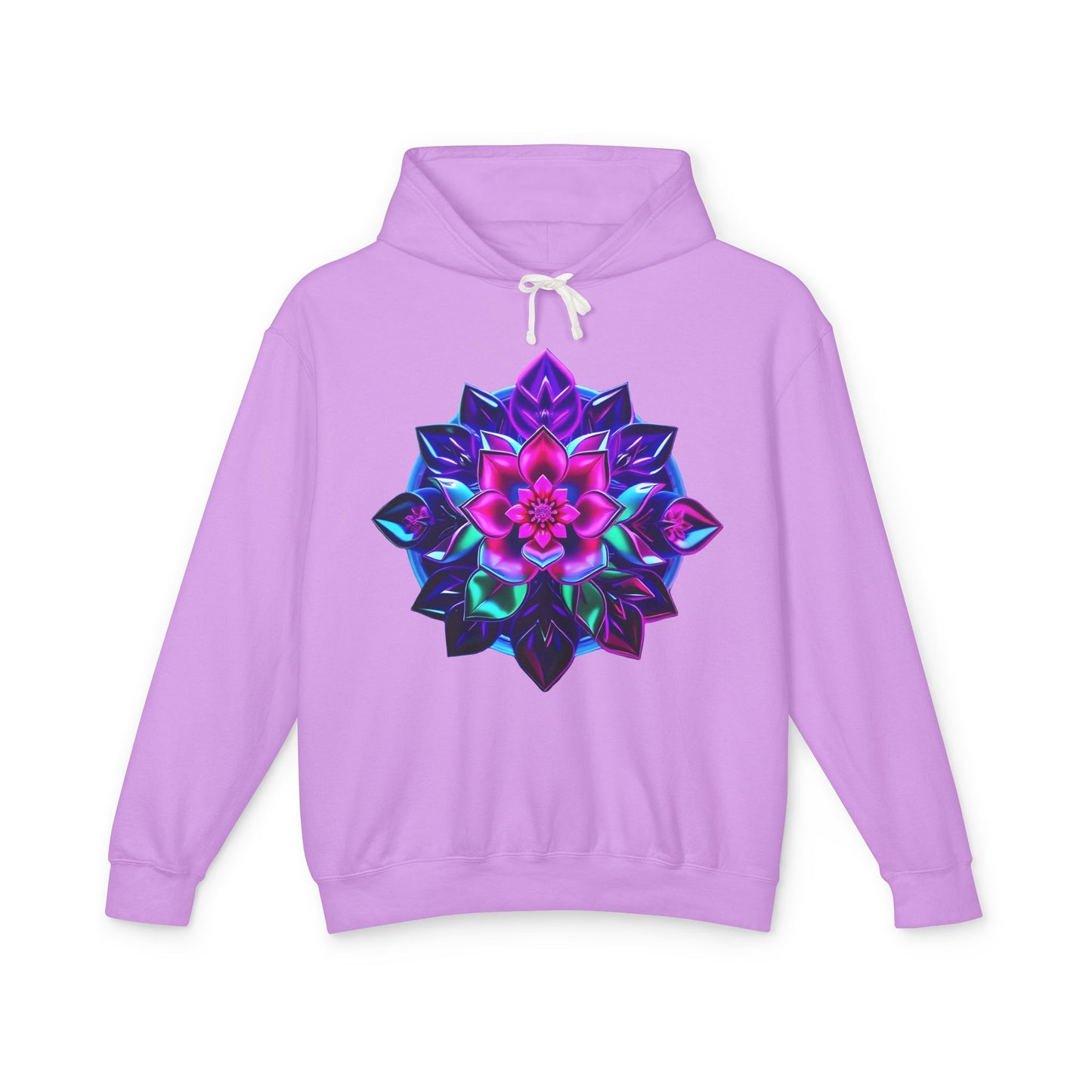Unisex Lightweight Hooded Sweatshirt - 'Colorful Mandala' Perfect for Festivals & Everyday Wear