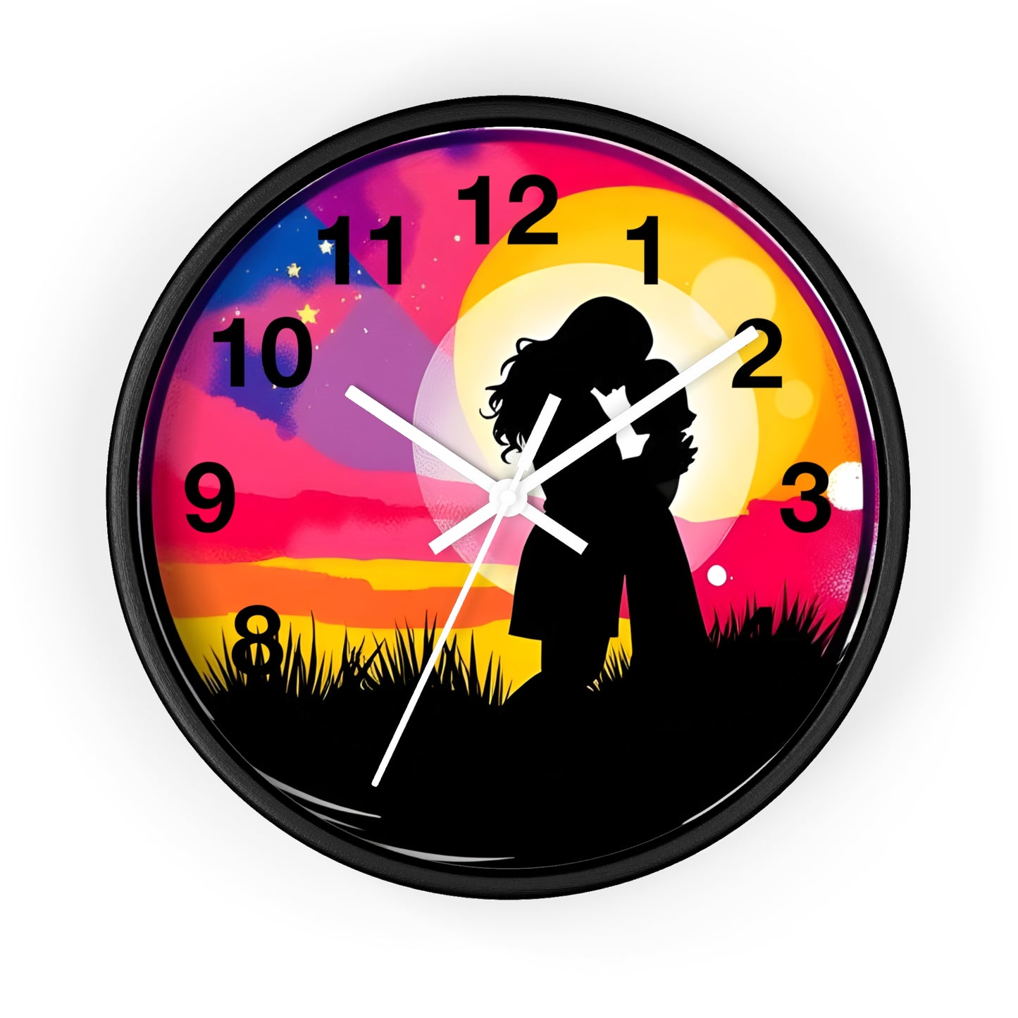 Silhouette Wall Clock 'Romantic Sunset' - Perfect Gift for Couples and Anniversaries