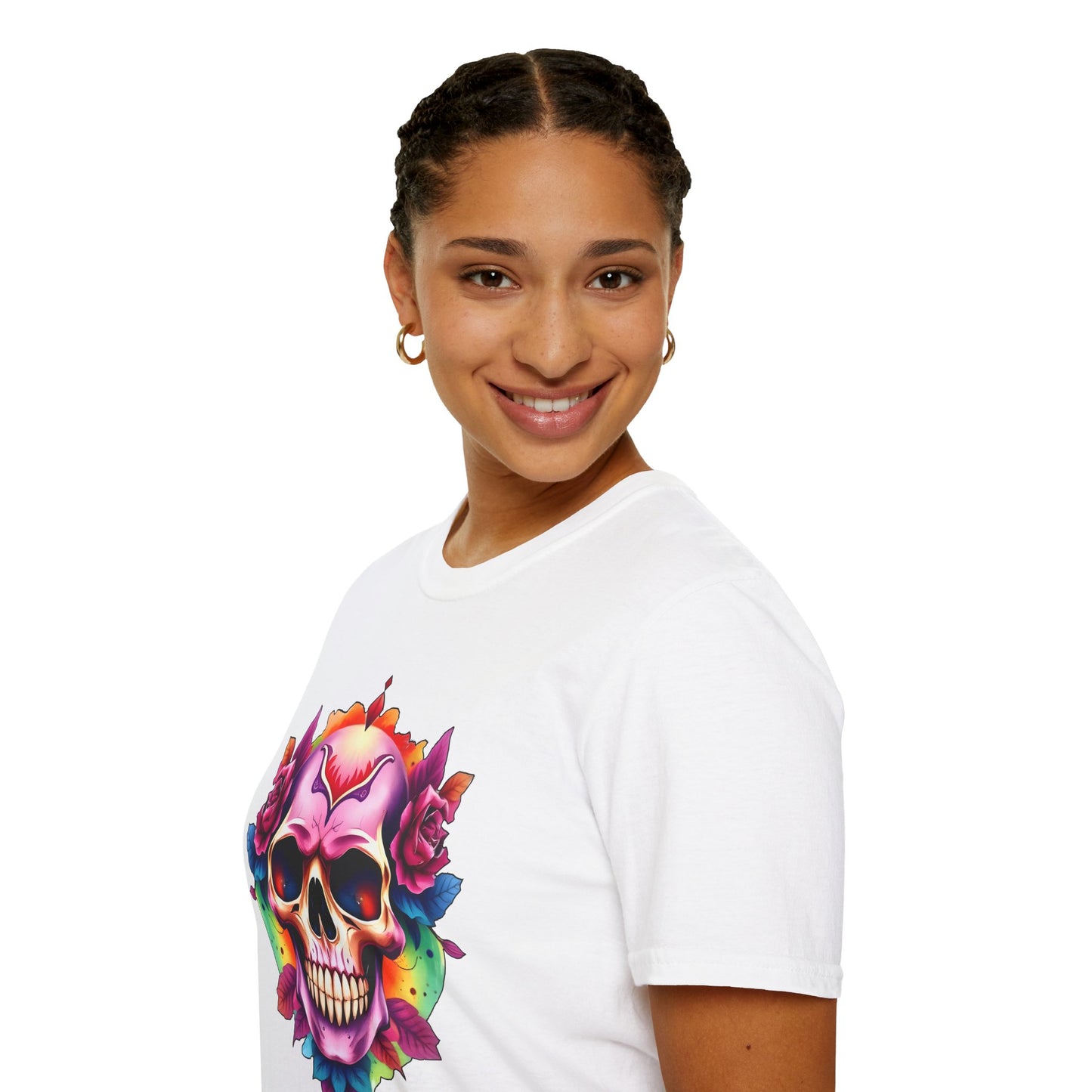 Unisex Softstyle Tee - 'Floral Skull' Perfect for Festivals and Everyday Wear