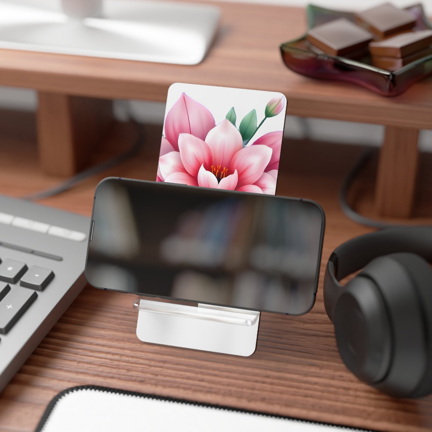 Mobile Display Stand 'Floral' - Stylish Smartphone Holder
