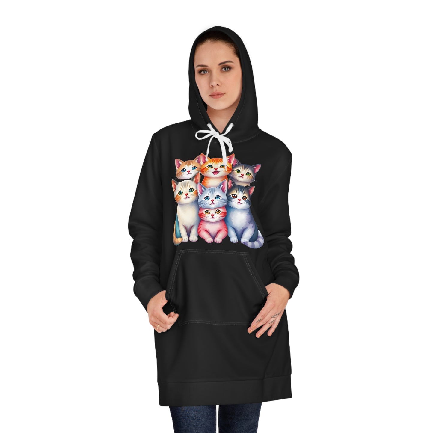 Hoodie Dress for Women - 'Cute Cats'