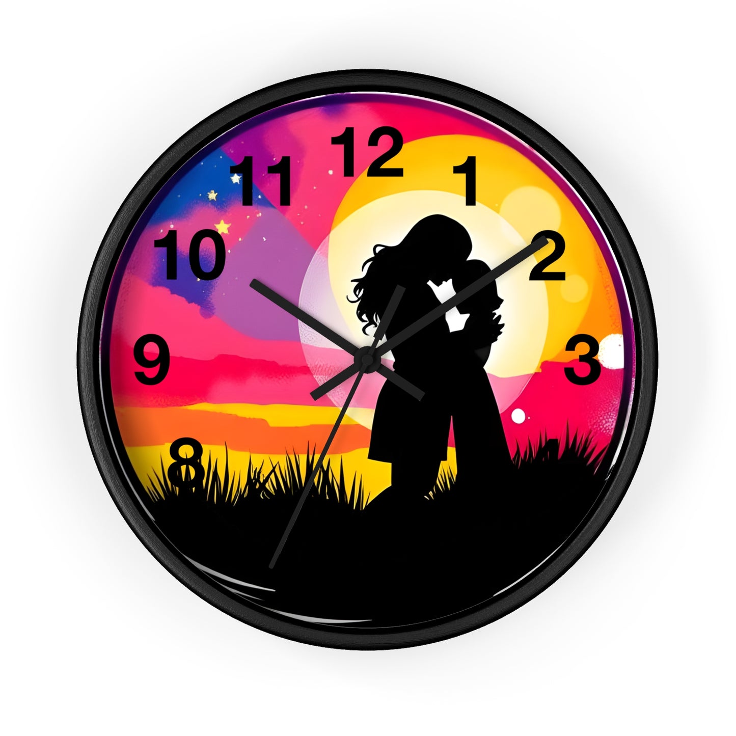Silhouette Wall Clock 'Romantic Sunset' - Perfect Gift for Couples and Anniversaries