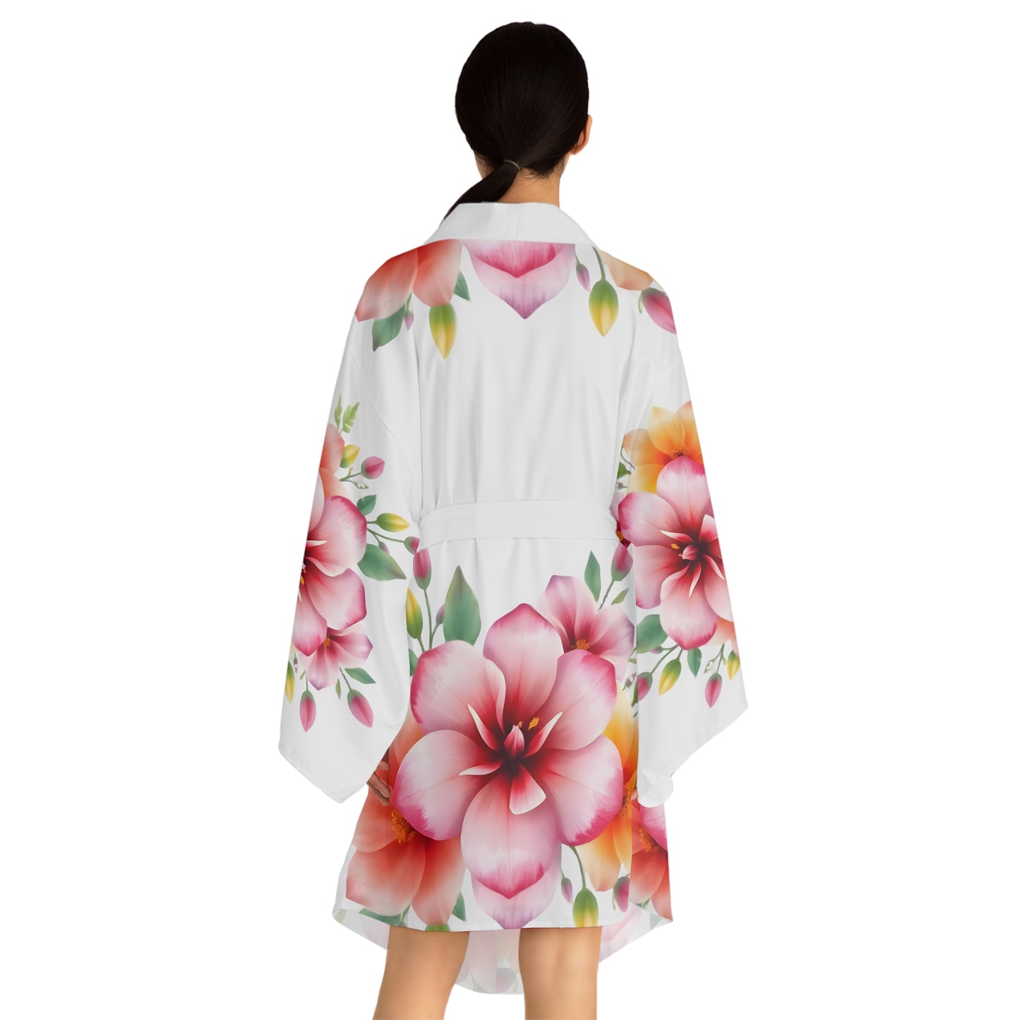 Long Sleeve Kimono Robe - 'Floral' Design
