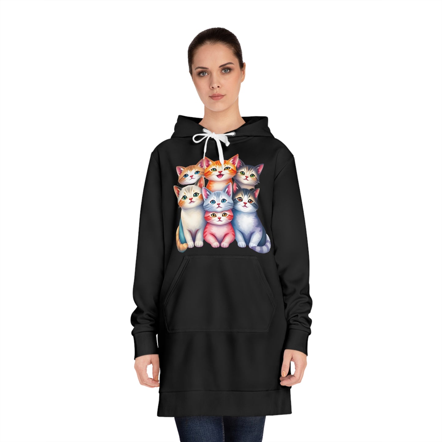 Hoodie Dress for Women - 'Cute Cats'