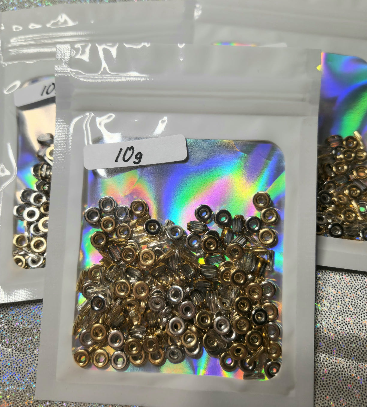 Spacer beads silver/gold - 10 grams