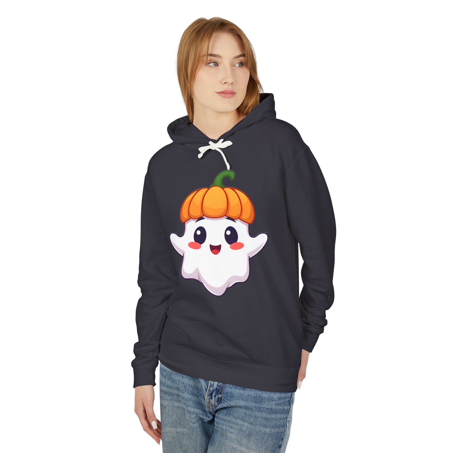 Unisex Lightweight Sweatshirt - Adorable Halloween Ghost Hoodie, Fall Fashion, Spooky Season Gift
