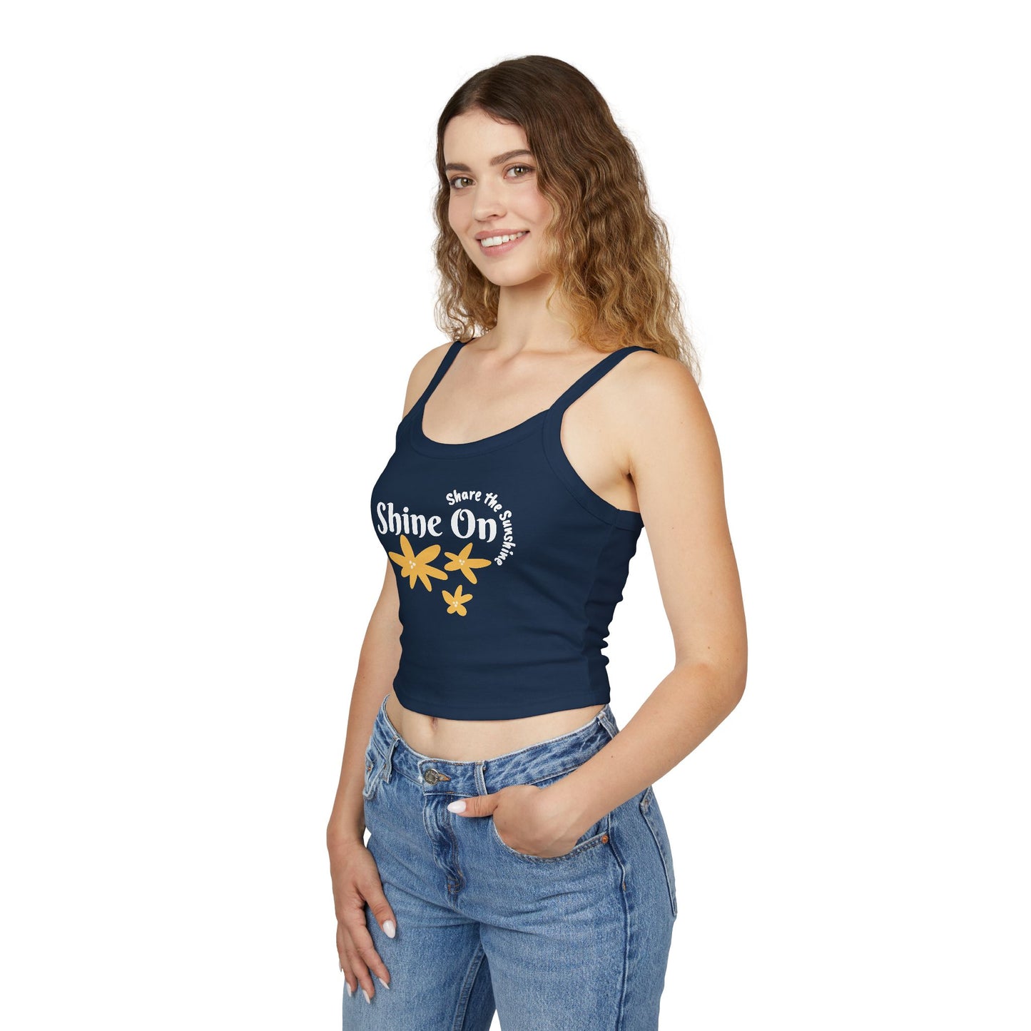 Spaghetti Strap Tank Top - 'Shine On' Floral Design