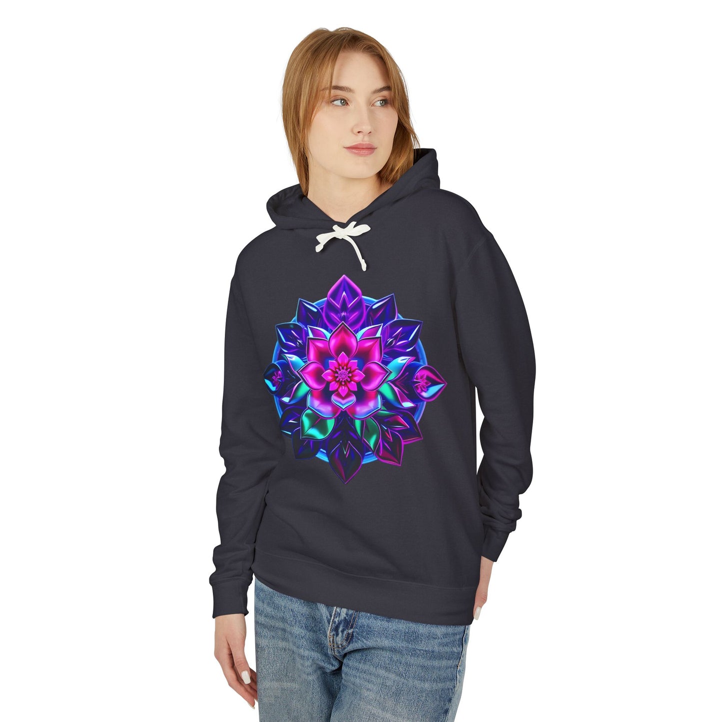 Unisex Lightweight Hooded Sweatshirt - 'Colorful Mandala' Perfect for Festivals & Everyday Wear