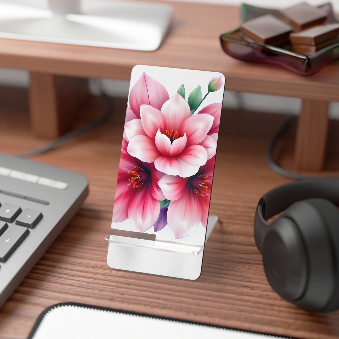 Mobile Display Stand 'Floral' - Stylish Smartphone Holder