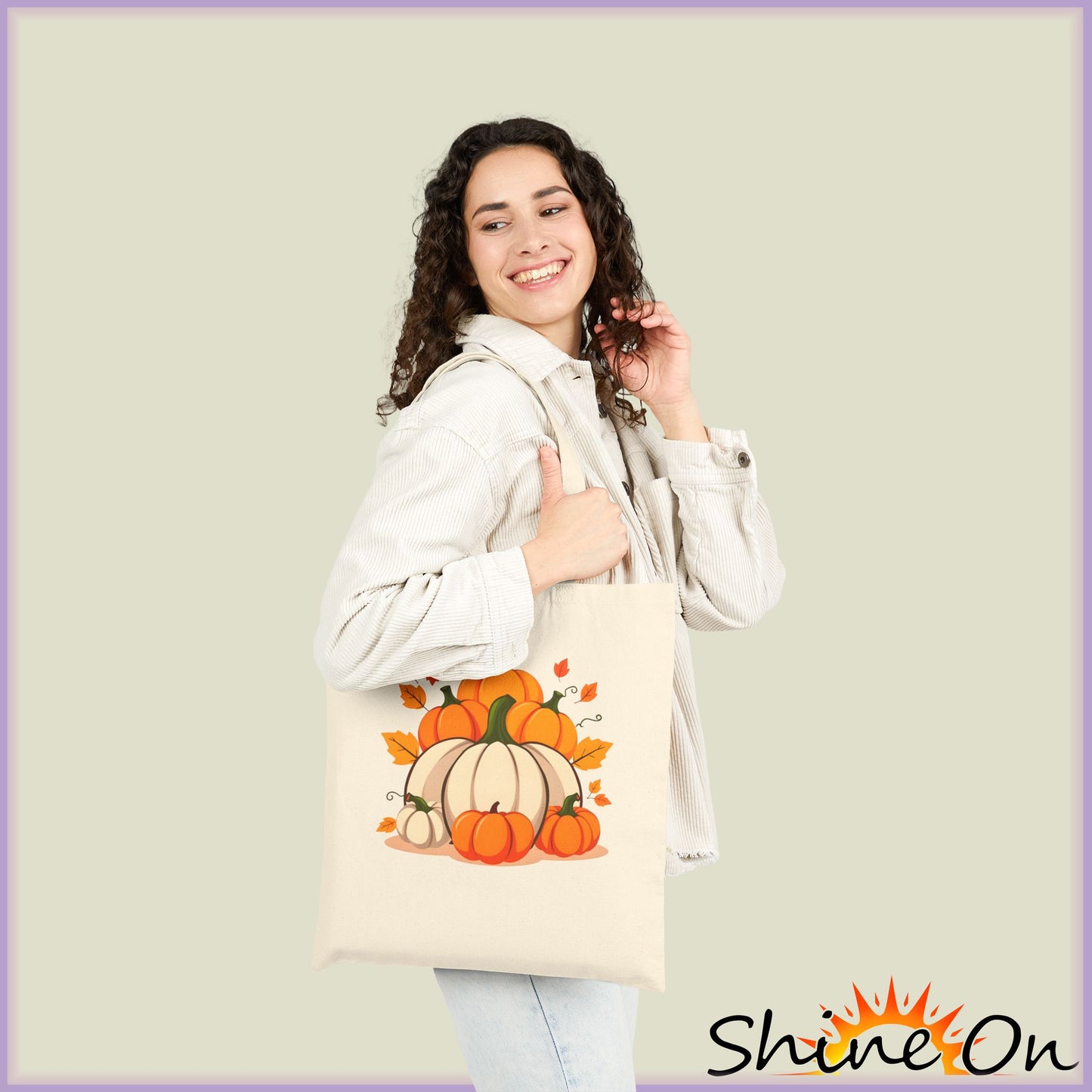 Tote Bag - Autumn Harvest Pumpkin - Eco-Friendly Cotton Canvas, Fall Shopping, Halloween Gift, Reusable Bag, Thanksgiving Decor
