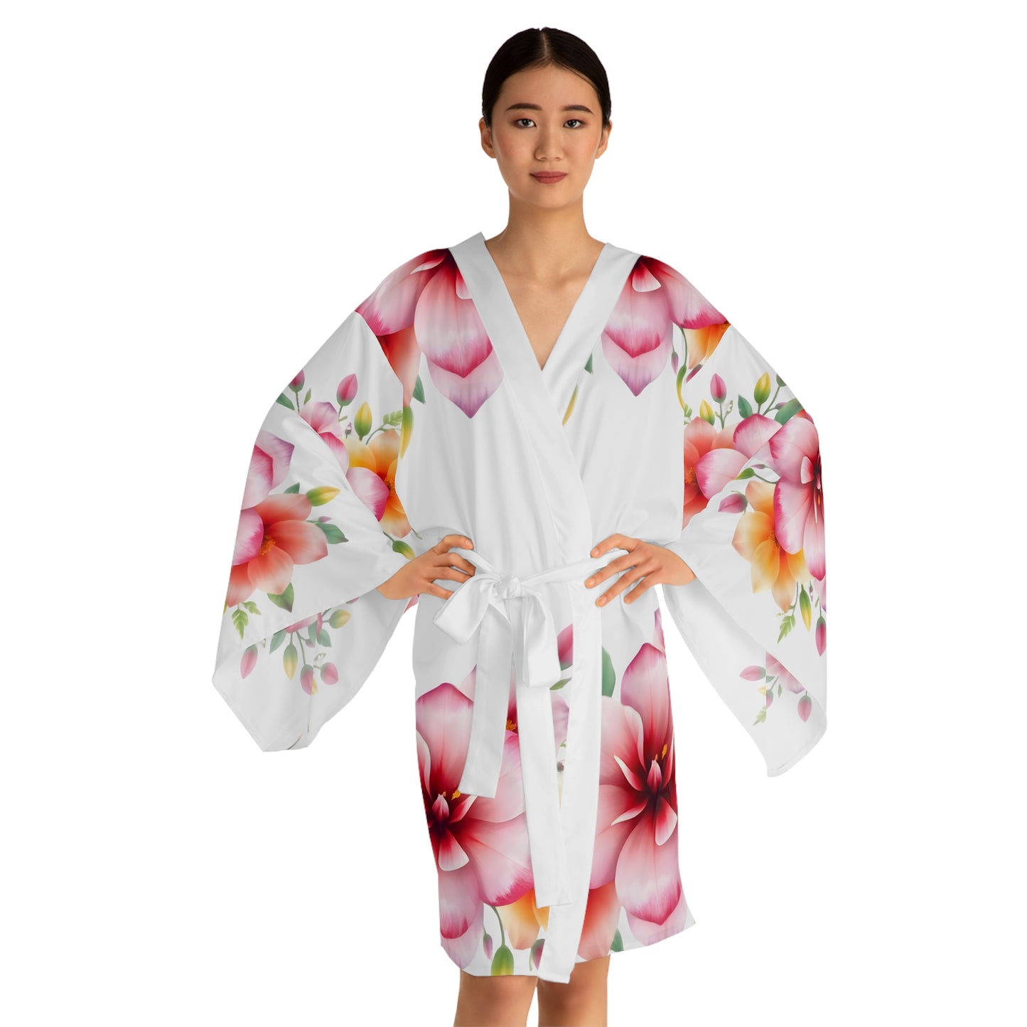 Long Sleeve Kimono Robe - 'Floral' Design