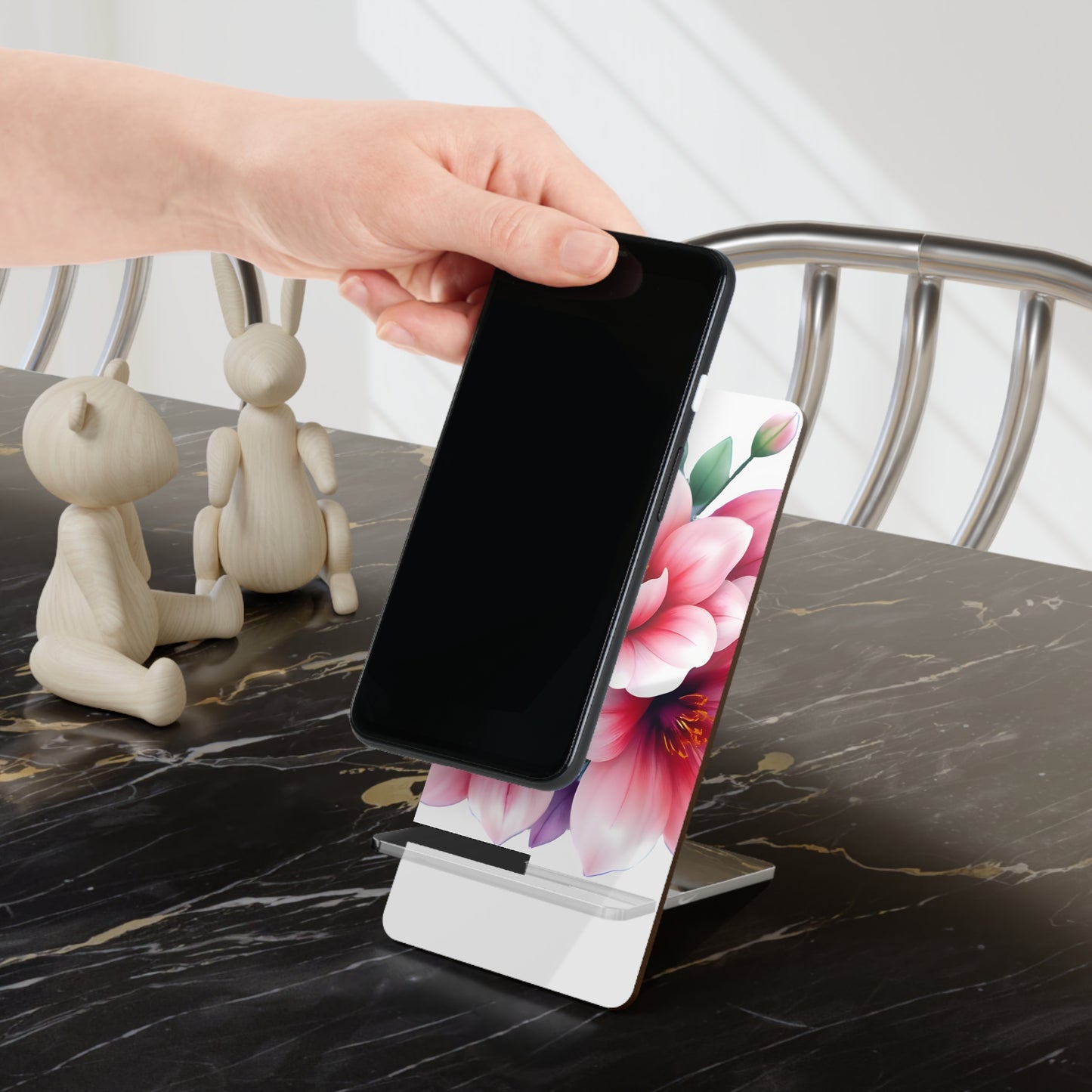 Mobile Display Stand 'Floral' - Stylish Smartphone Holder