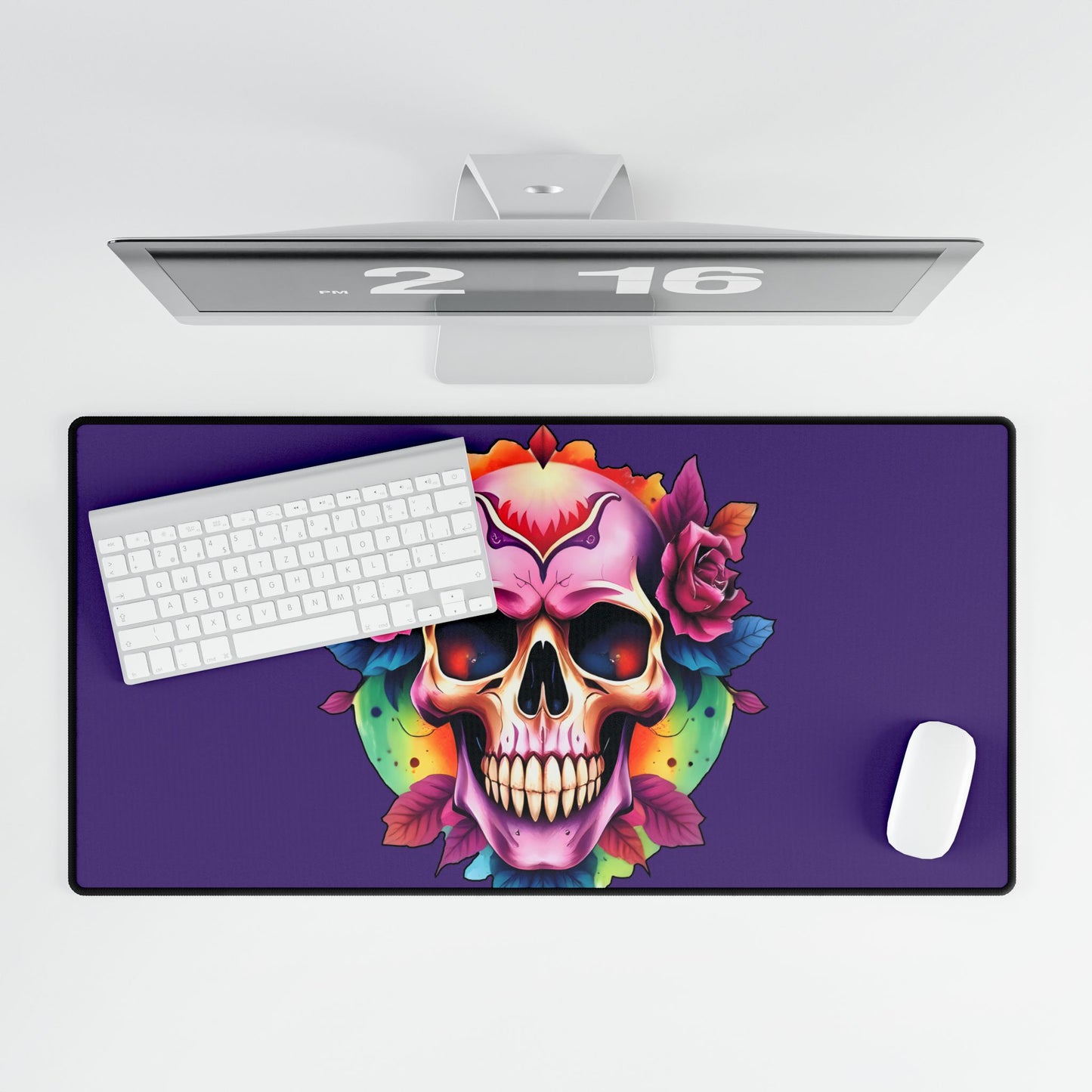 Desk/Mouse Mat 'Colorful Skull' - Vibrant Office Decor