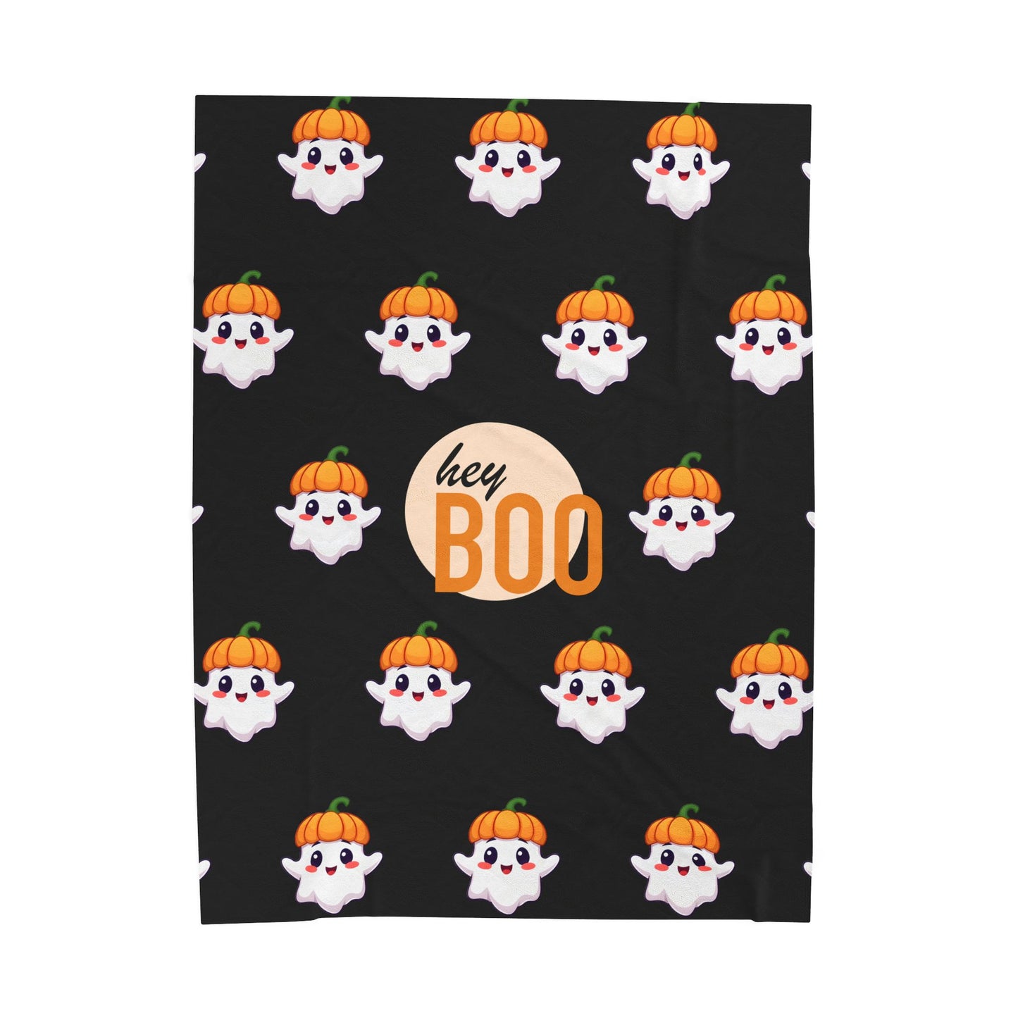 Halloween Plush Throw - Spooky Ghost Blanket, Cozy Fall Decor, Cute Couch Cover, Kids Room Blanket, Hey Boo Design