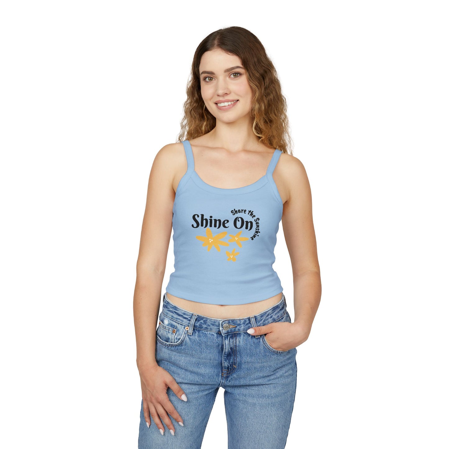Spaghetti Strap Tank Top - 'Shine On' Floral Design