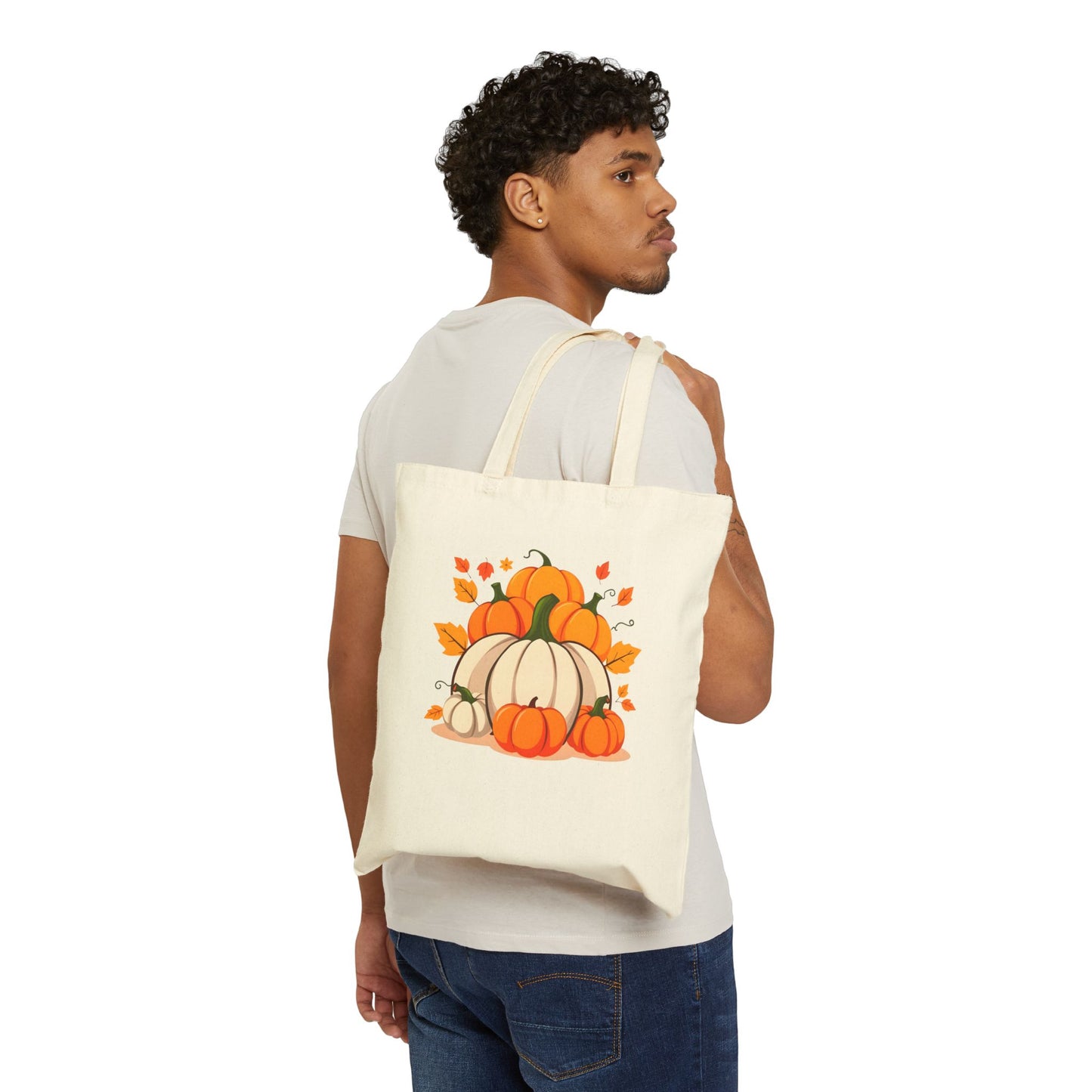 Tote Bag - Autumn Harvest Pumpkin - Eco-Friendly Cotton Canvas, Fall Shopping, Halloween Gift, Reusable Bag, Thanksgiving Decor
