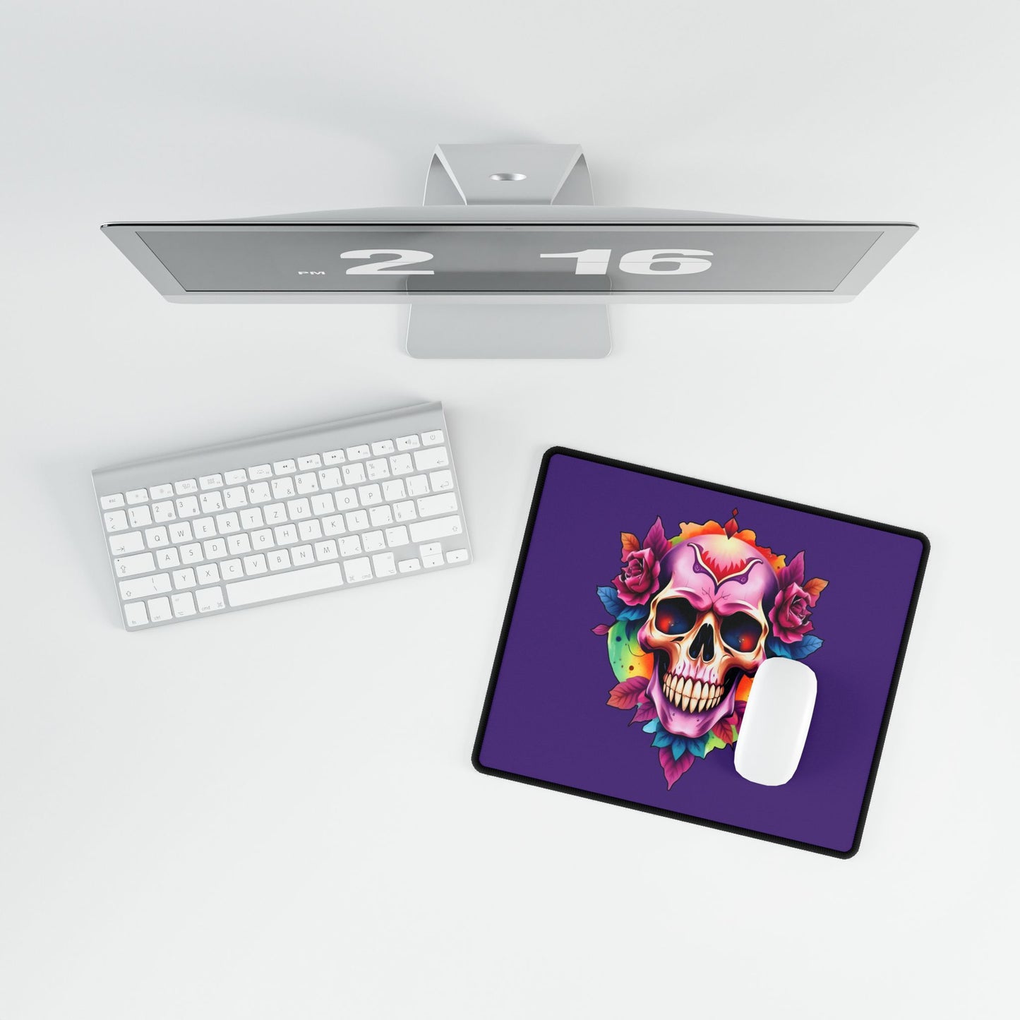 Desk/Mouse Mat 'Colorful Skull' - Vibrant Office Decor