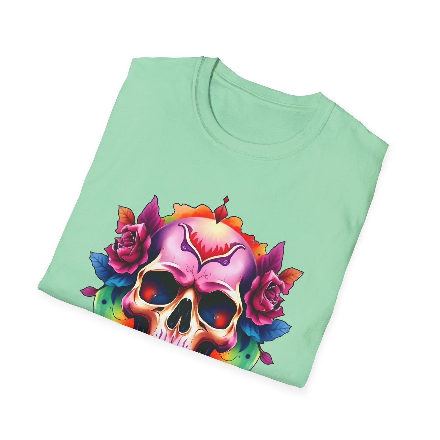 Unisex Softstyle Tee - 'Floral Skull' Perfect for Festivals and Everyday Wear