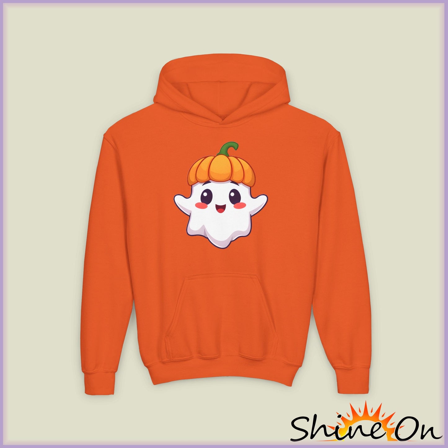 Youth Hoodie - Cute Pumpkin Ghost, Halloween Sweatshirt, Kids Costume, Fall Apparel, Trendy Hooded Sweatshirt