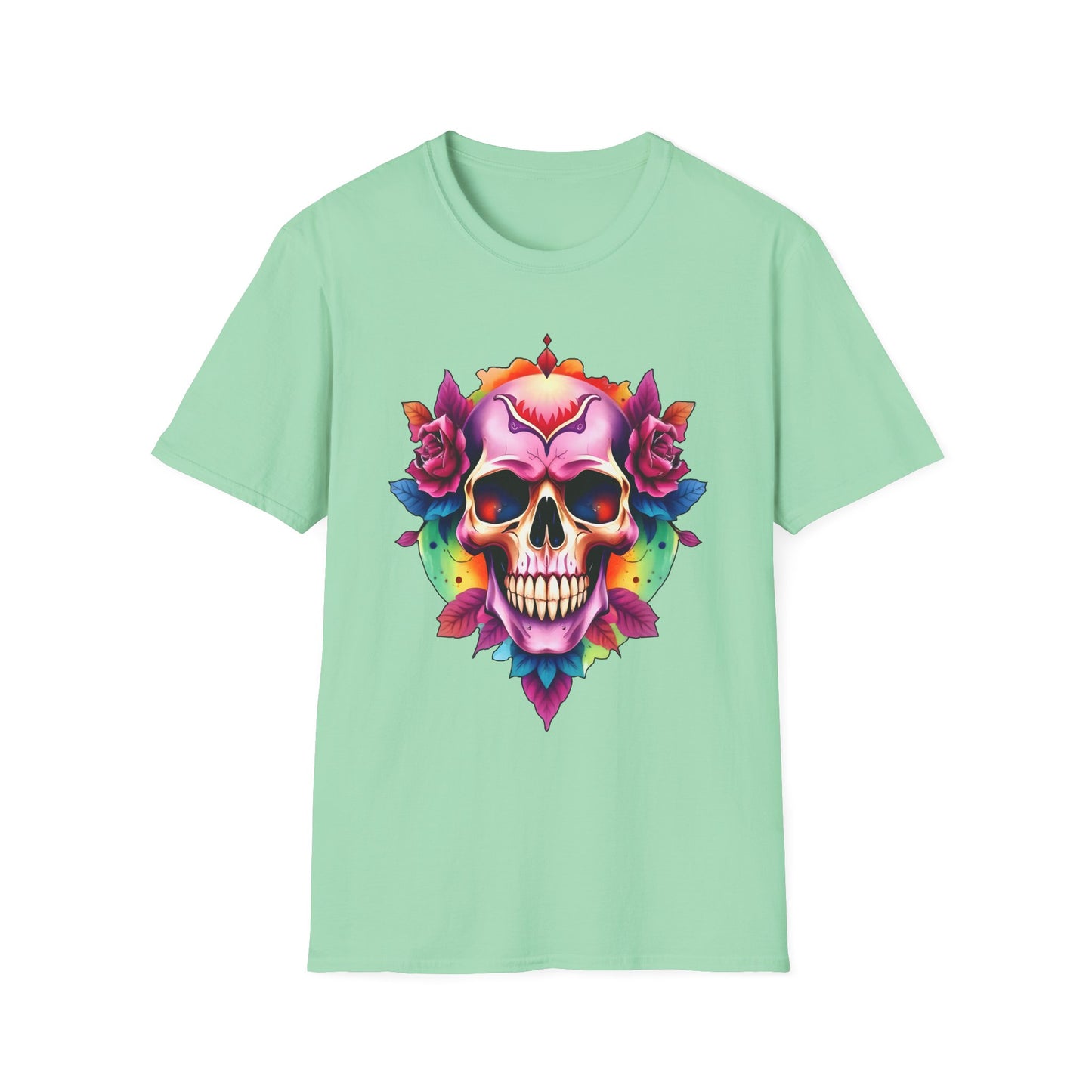Unisex Softstyle Tee - 'Floral Skull' Perfect for Festivals and Everyday Wear