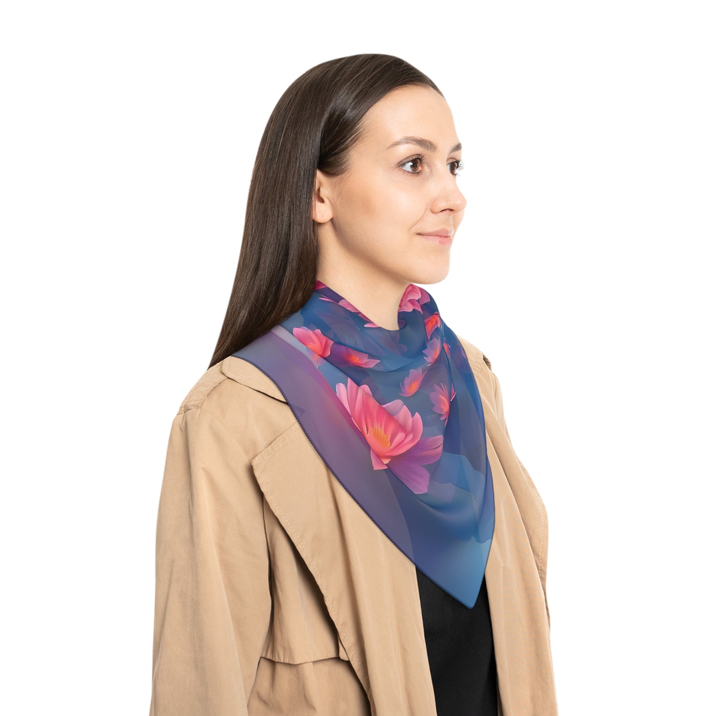 Poly Scarf - 'Elegant Floral' Perfect for Spring Fashion & Gift Giving