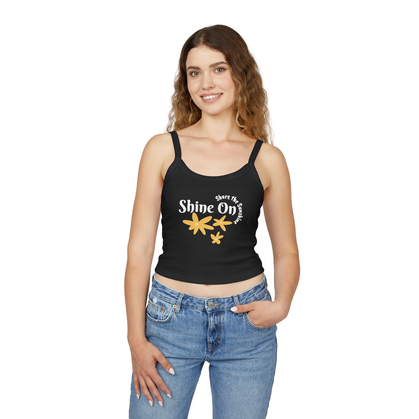 Spaghetti Strap Tank Top - 'Shine On' Floral Design